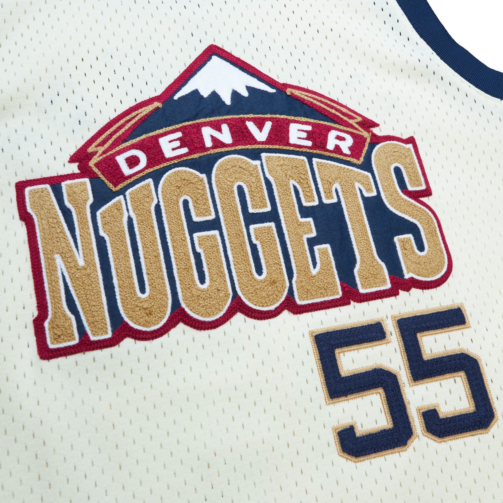 Dikembe Mutombo Denver Nuggets Mitchell & Ness Chainstitch Swingman Jersey - Cream - vstockx