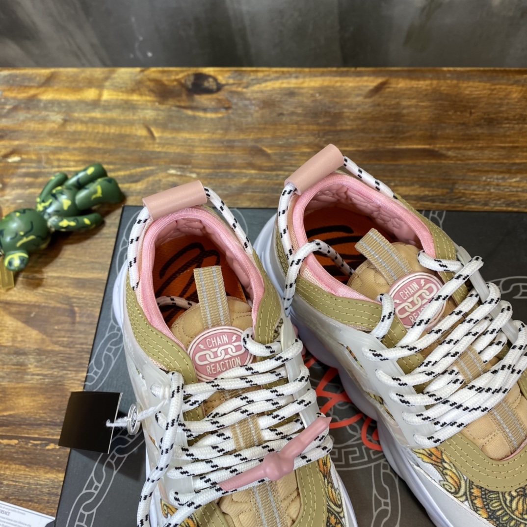 Versace Chain Reaction White Pink Yellow Barocco (W) - vstockx