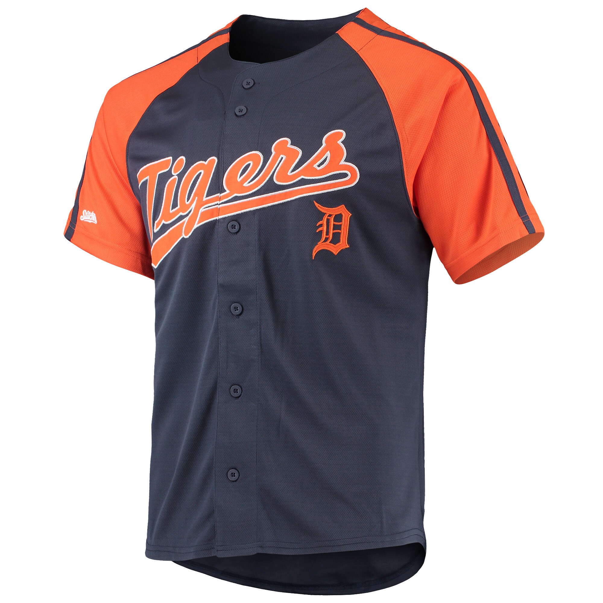 Detroit Tigers Stitches Button-Down Raglan Replica Jersey - Navy - vstockx