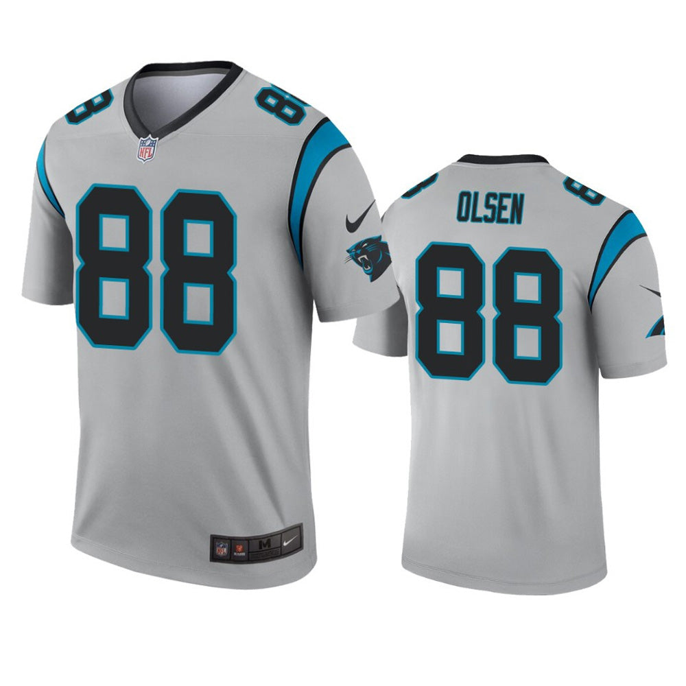 Men's Carolina Panthers Greg Olsen Inverted Legend Jersey - Silver - vstockx