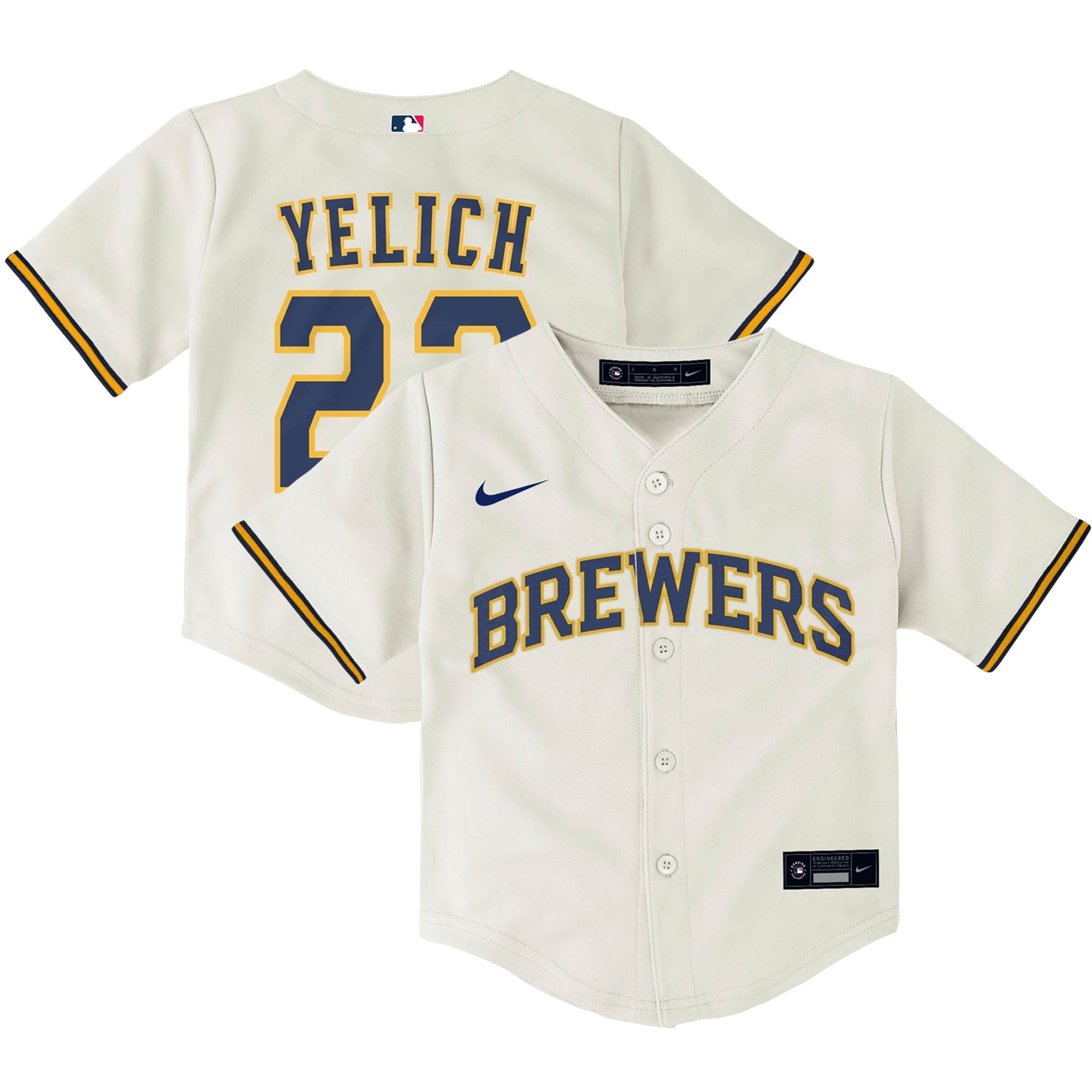 Toddler Nike Christian Yelich Cream Milwaukee Brewers Home Replica Player Jersey - vstockx