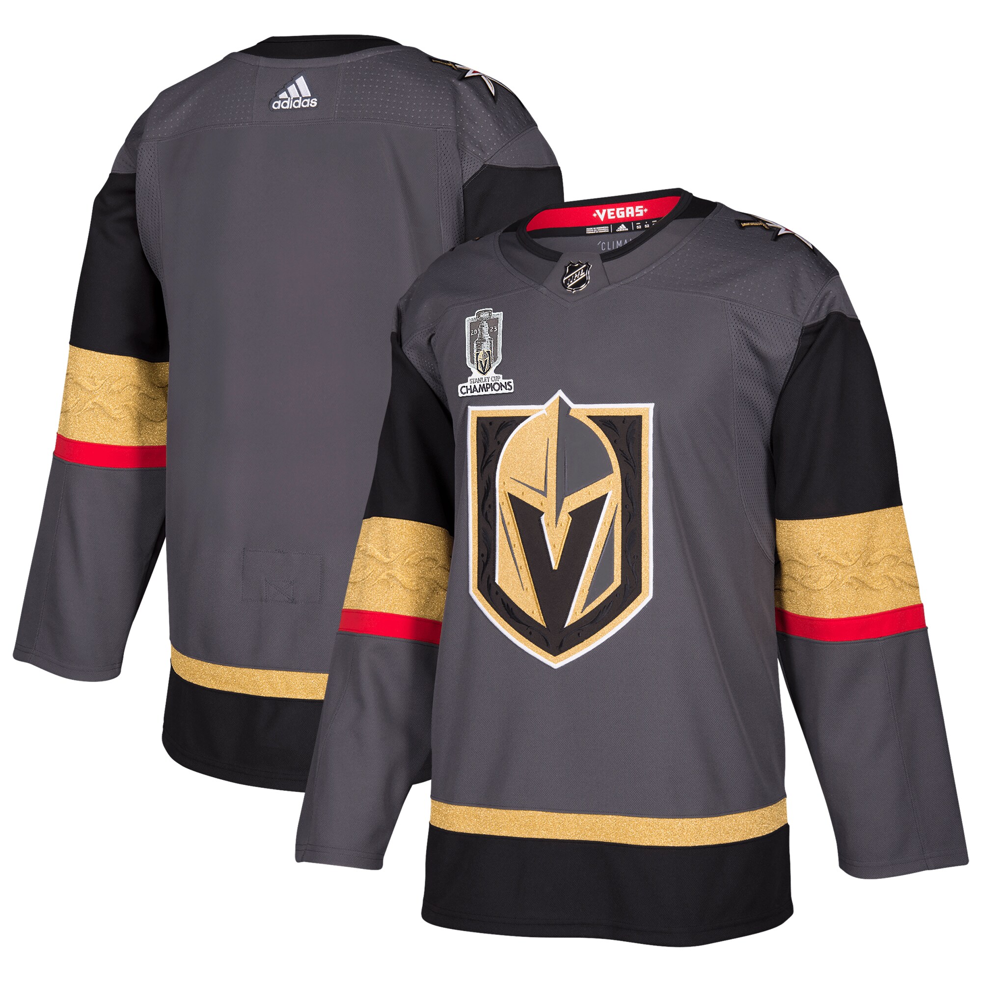 Vegas Golden Knights adidas 2023 Stanley Cup Champions Authentic Alternate Jersey - Gray - vstockx