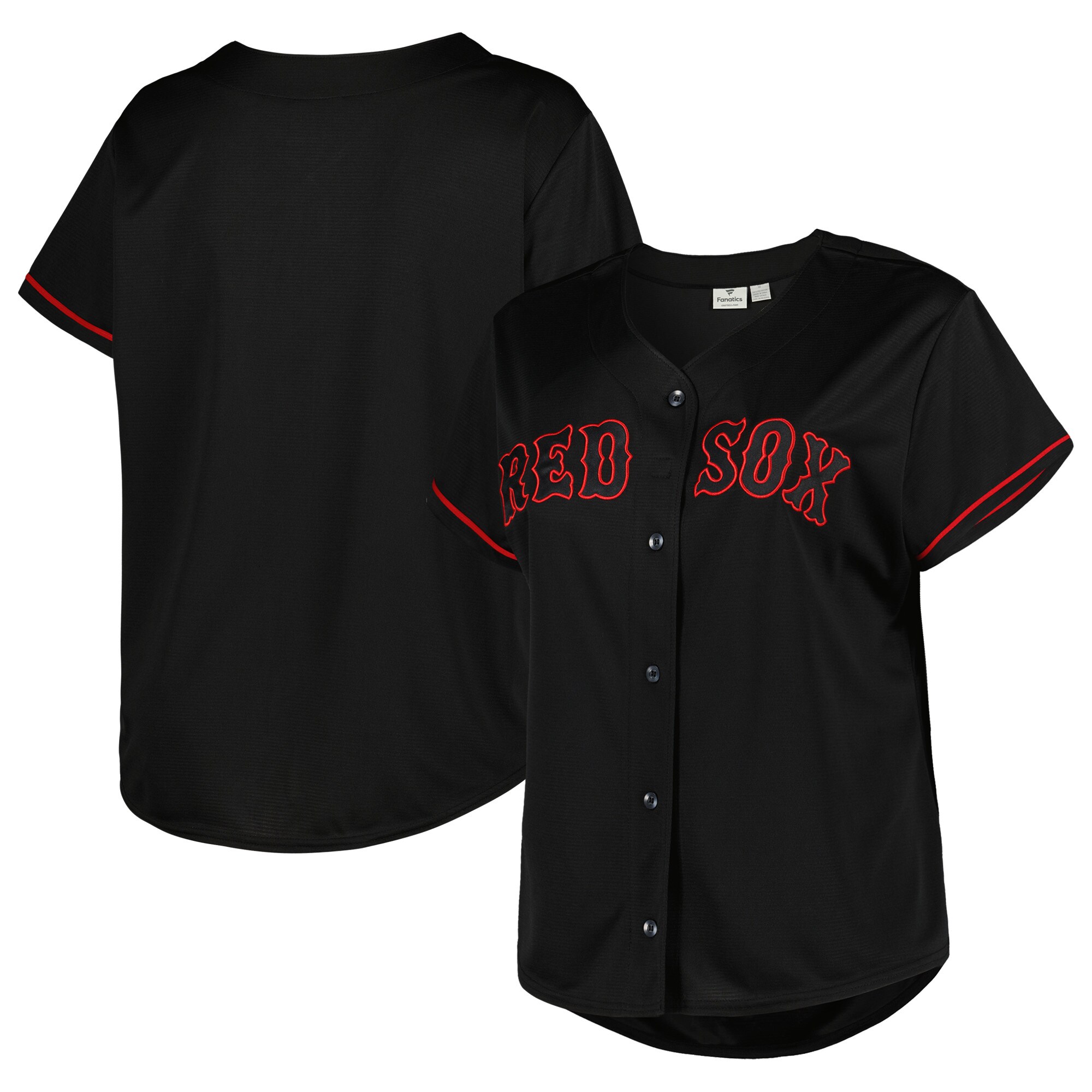 Boston Red Sox Women's Plus Size Pop Fashion Button-Up Jersey - Black - vstockx