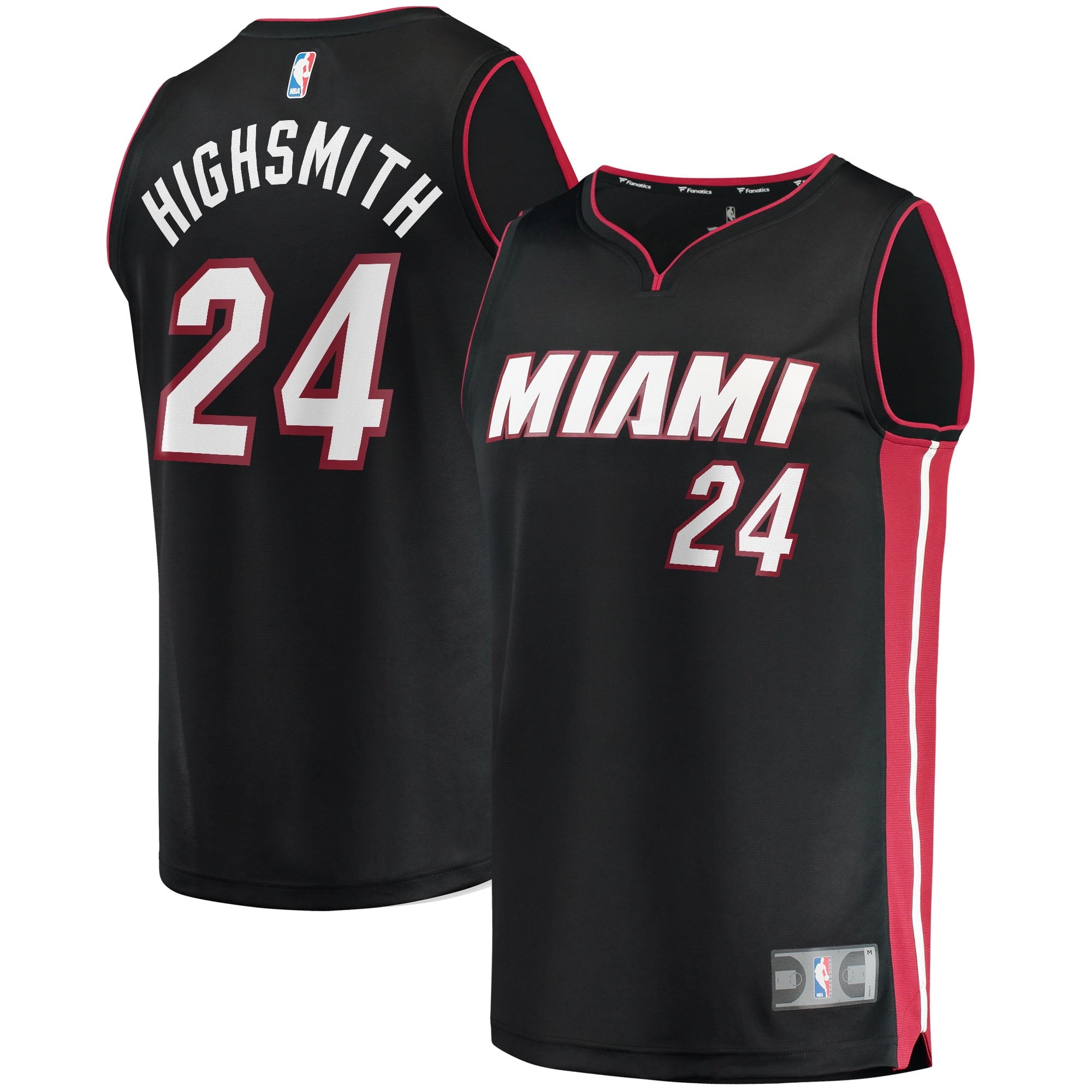 Men's Fanatics Branded Haywood Highsmith Black Miami Heat 2021/22 Fast Break Replica Jersey - Icon Edition - vstockx