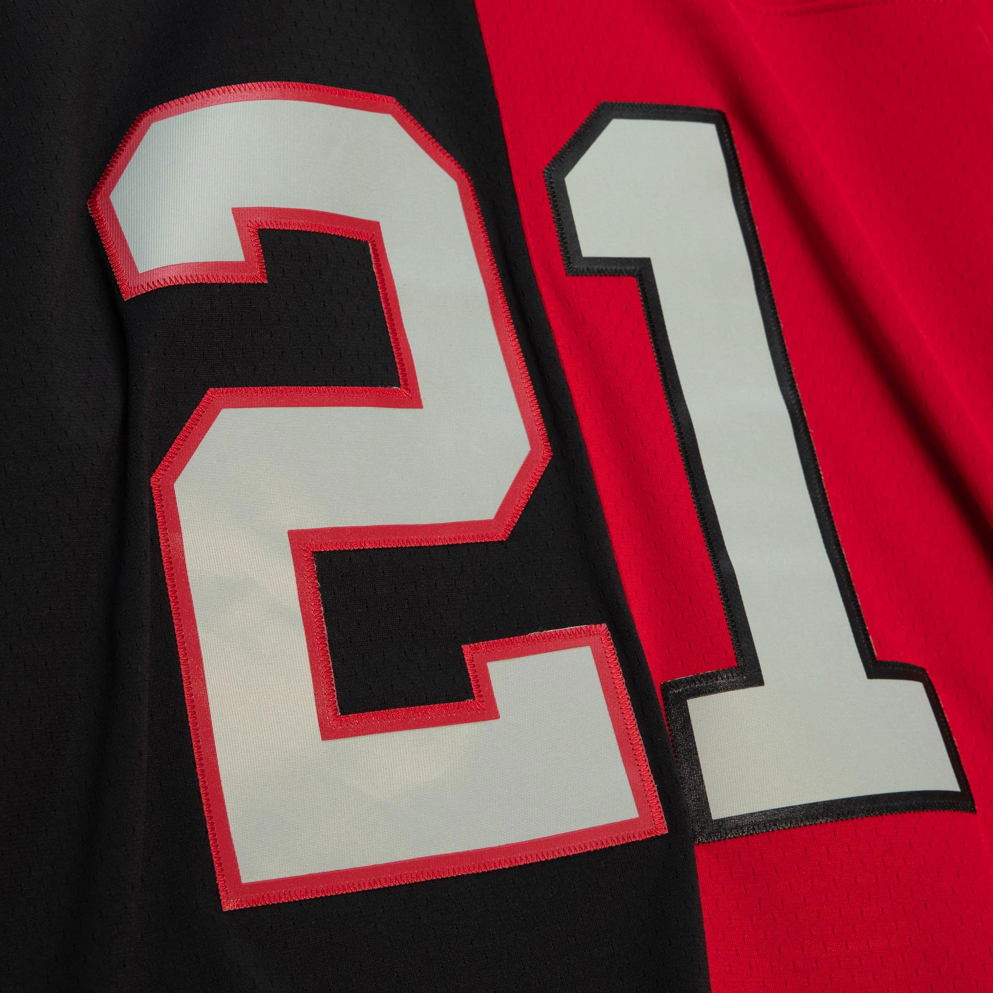 Deion Sanders Atlanta Falcons Mitchell & Ness Big & Tall Split Legacy Retired Player Replica Jersey - Black/Red - vstockx