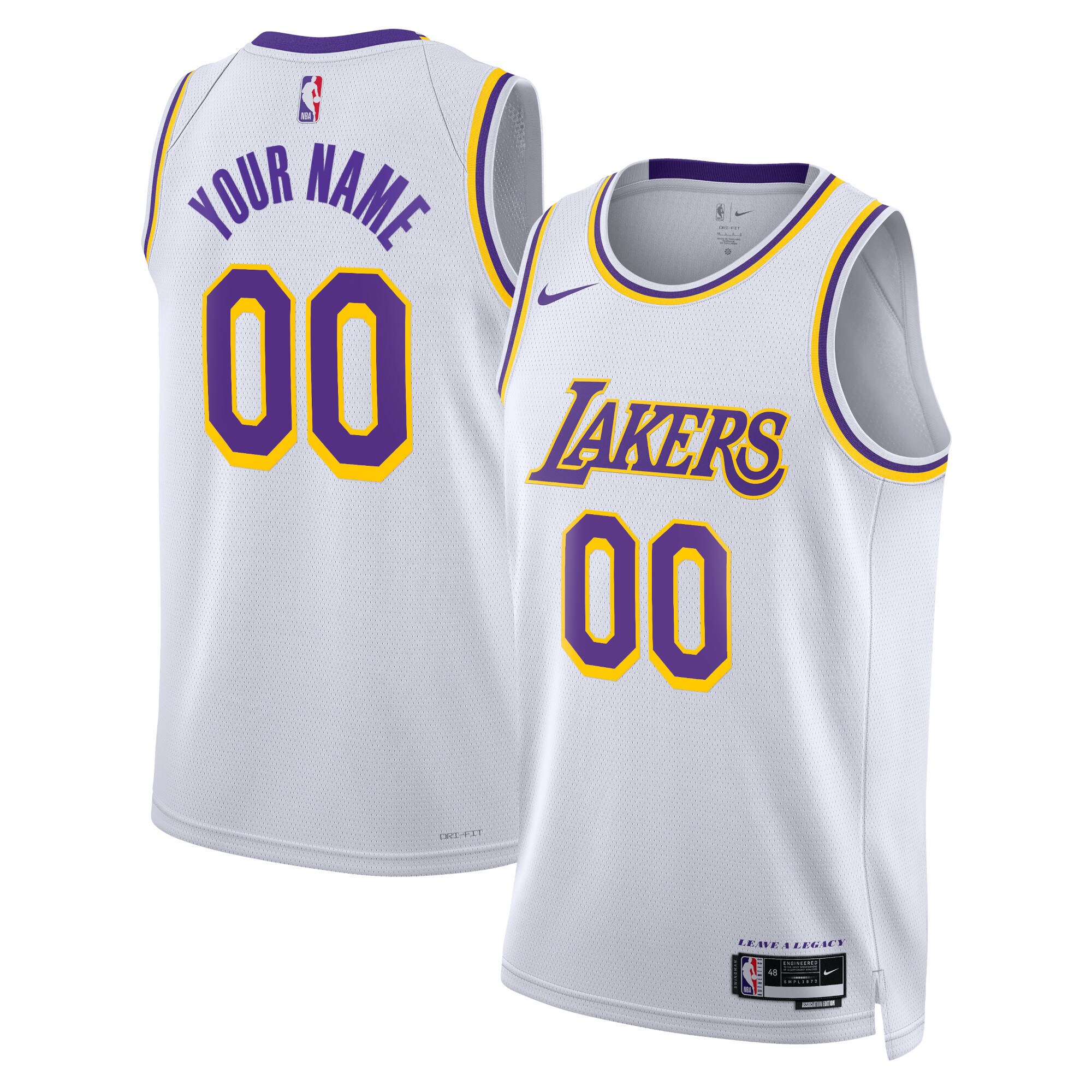 Los Angeles Lakers Nike Unisex Swingman Custom Jersey White - Icon Edition - vstockx