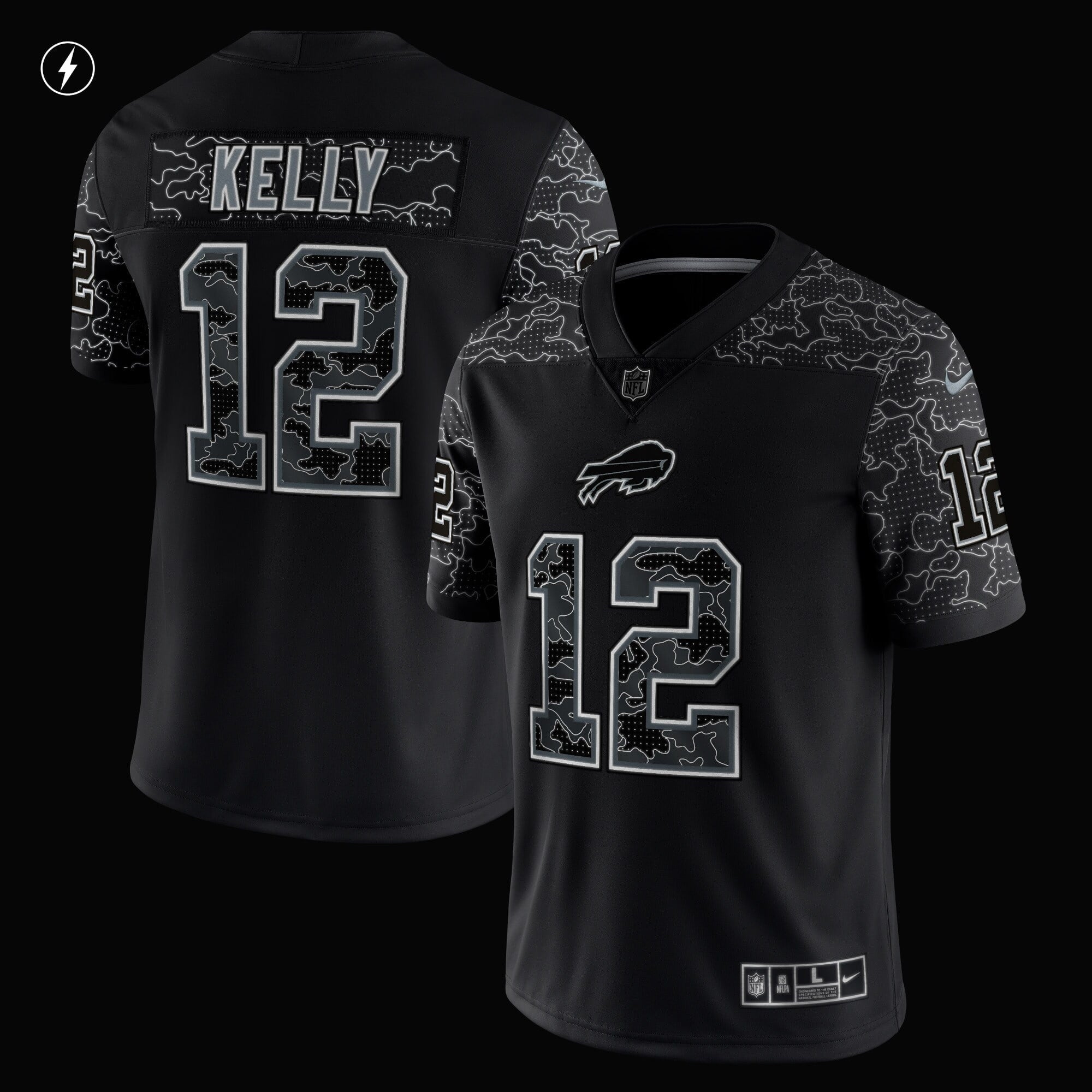 Men's Nike Jim Kelly Black Buffalo Bills Retired Player RFLCTV Limited Jersey - vstockx