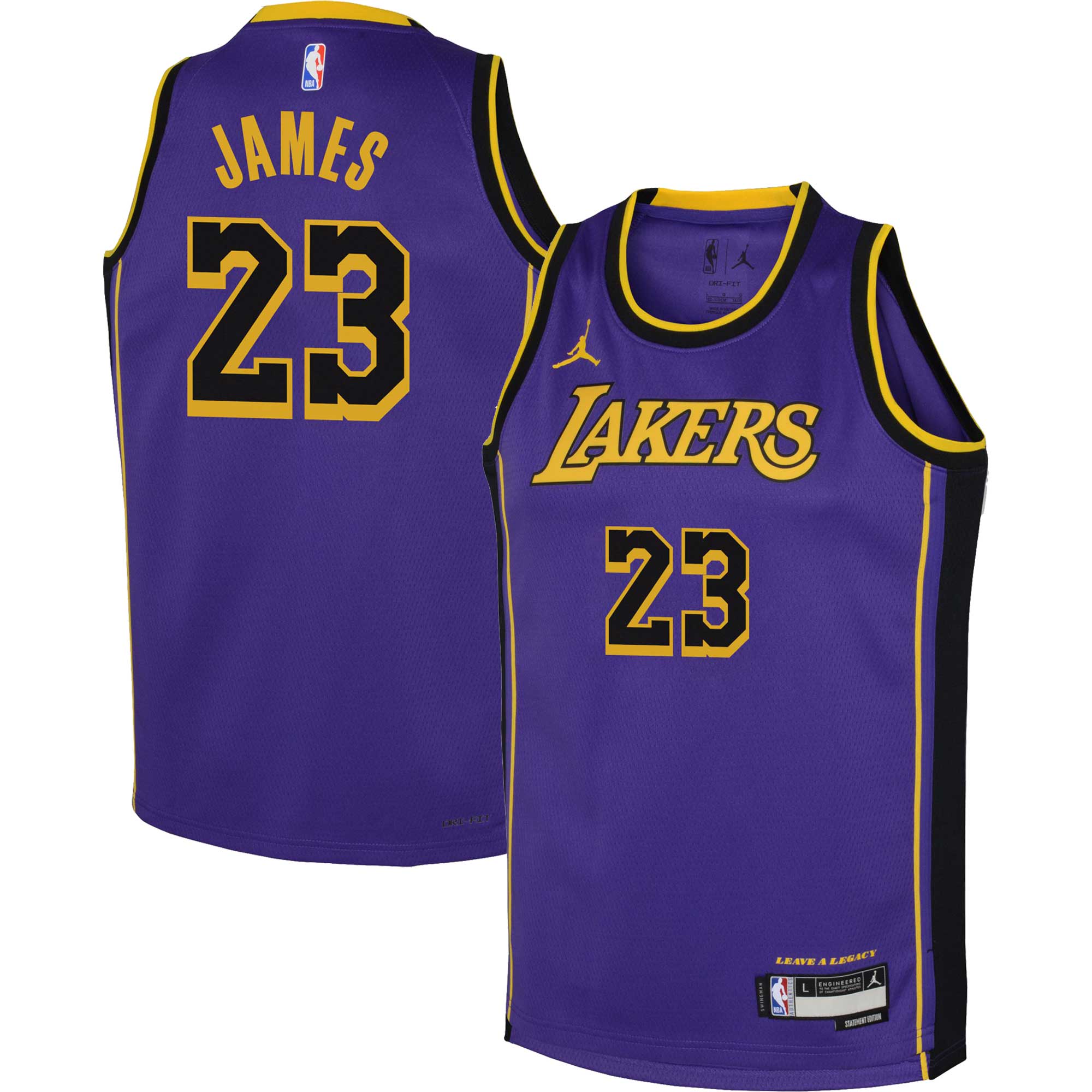LeBron James Los Angeles Lakers Jordans Brand Youth Performance Swingman Jersey - Statement - Purple - vstockx