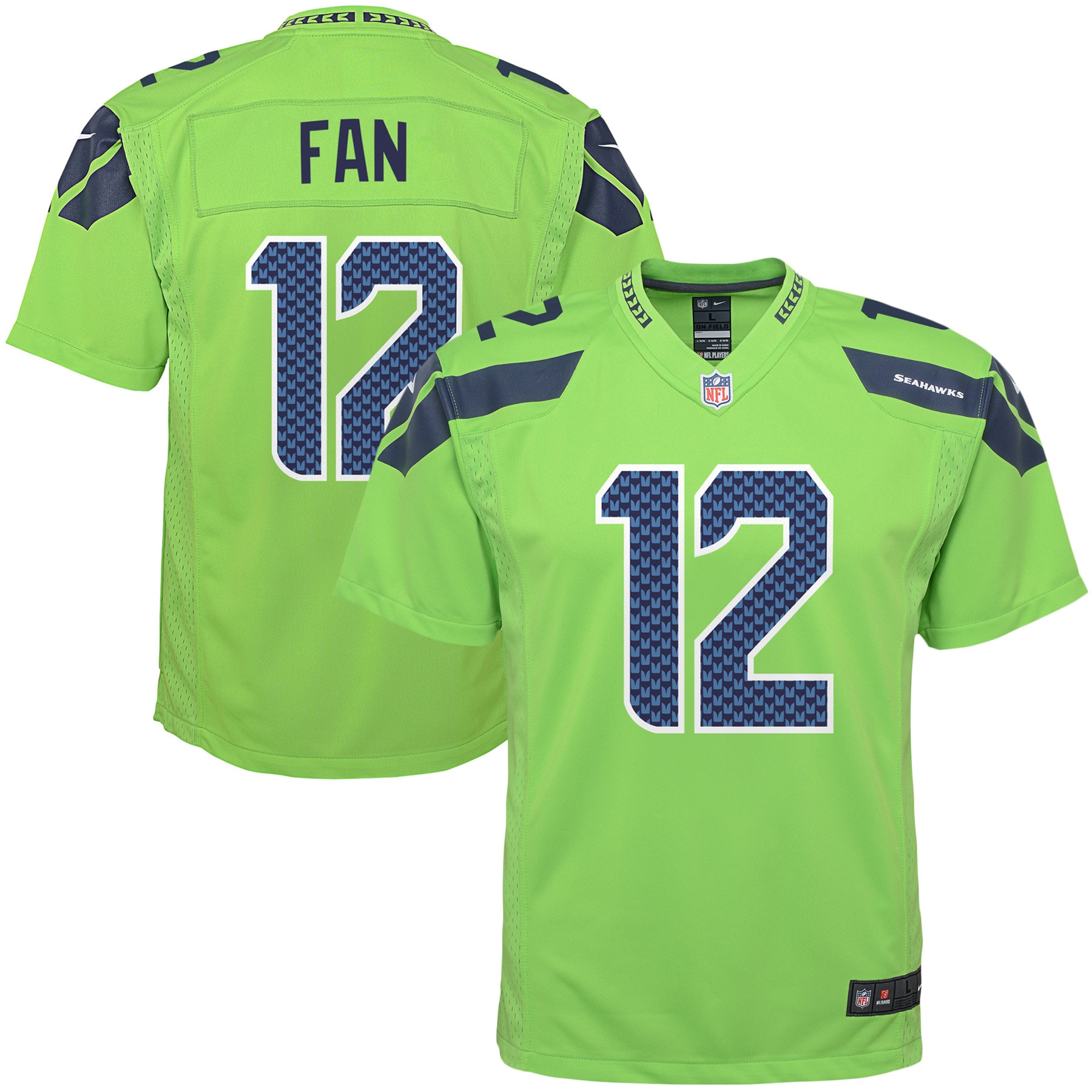 12th Fan Seattle Seahawks Nike Youth Game Jersey - Neon Green - vstockx