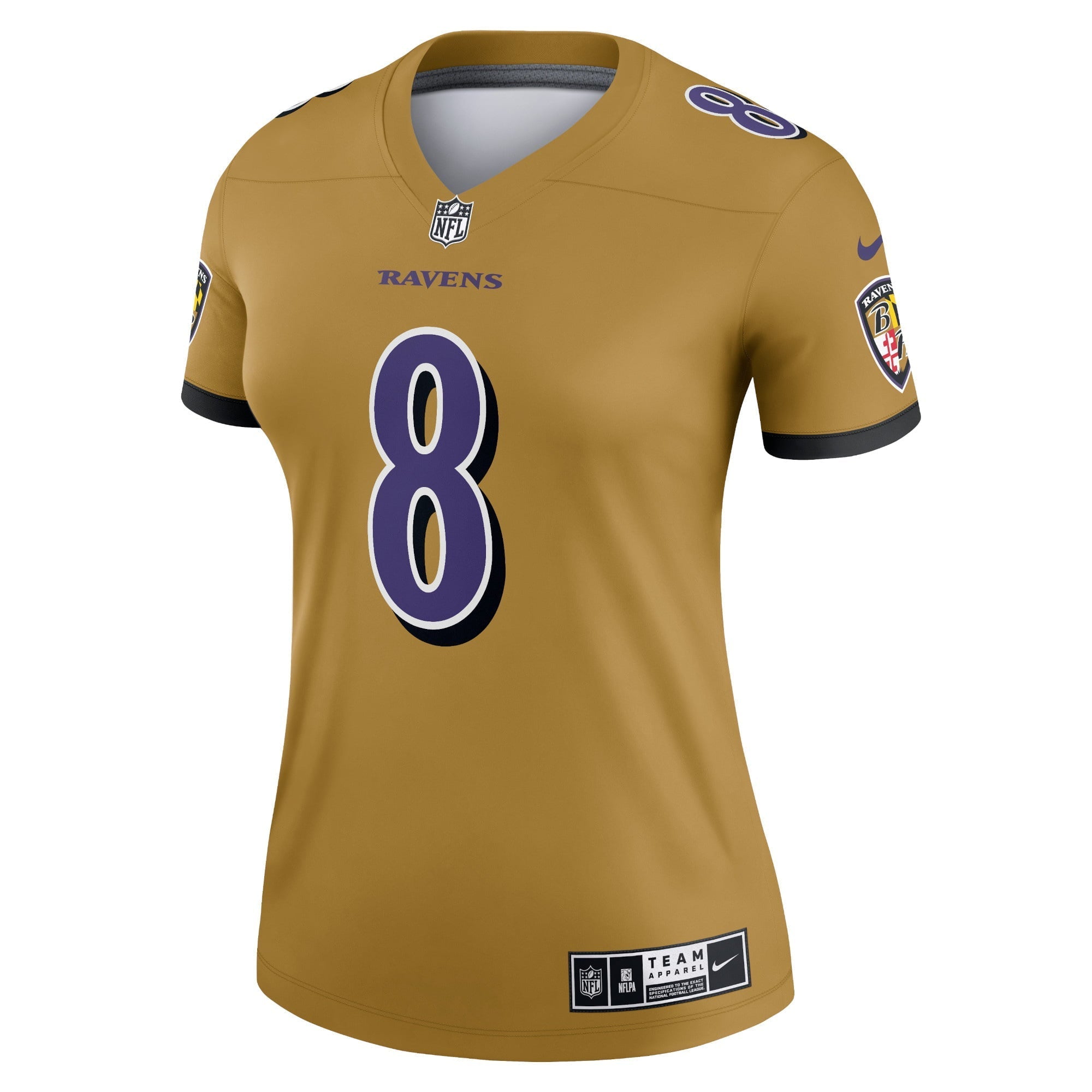 Women's Nike Lamar Jackson Gold Baltimore Ravens Inverted Legend Jersey - vstockx