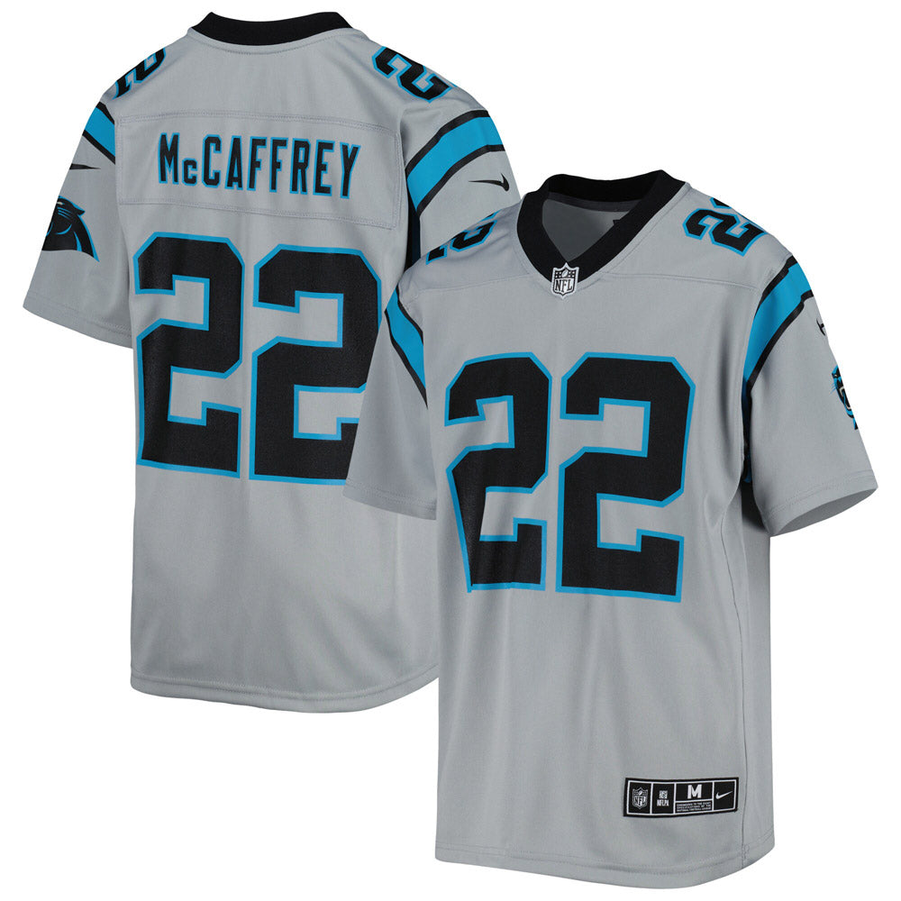 Youth Carolina Panthers Christian McCaffrey Inverted Team Game Jersey Silver - vstockx