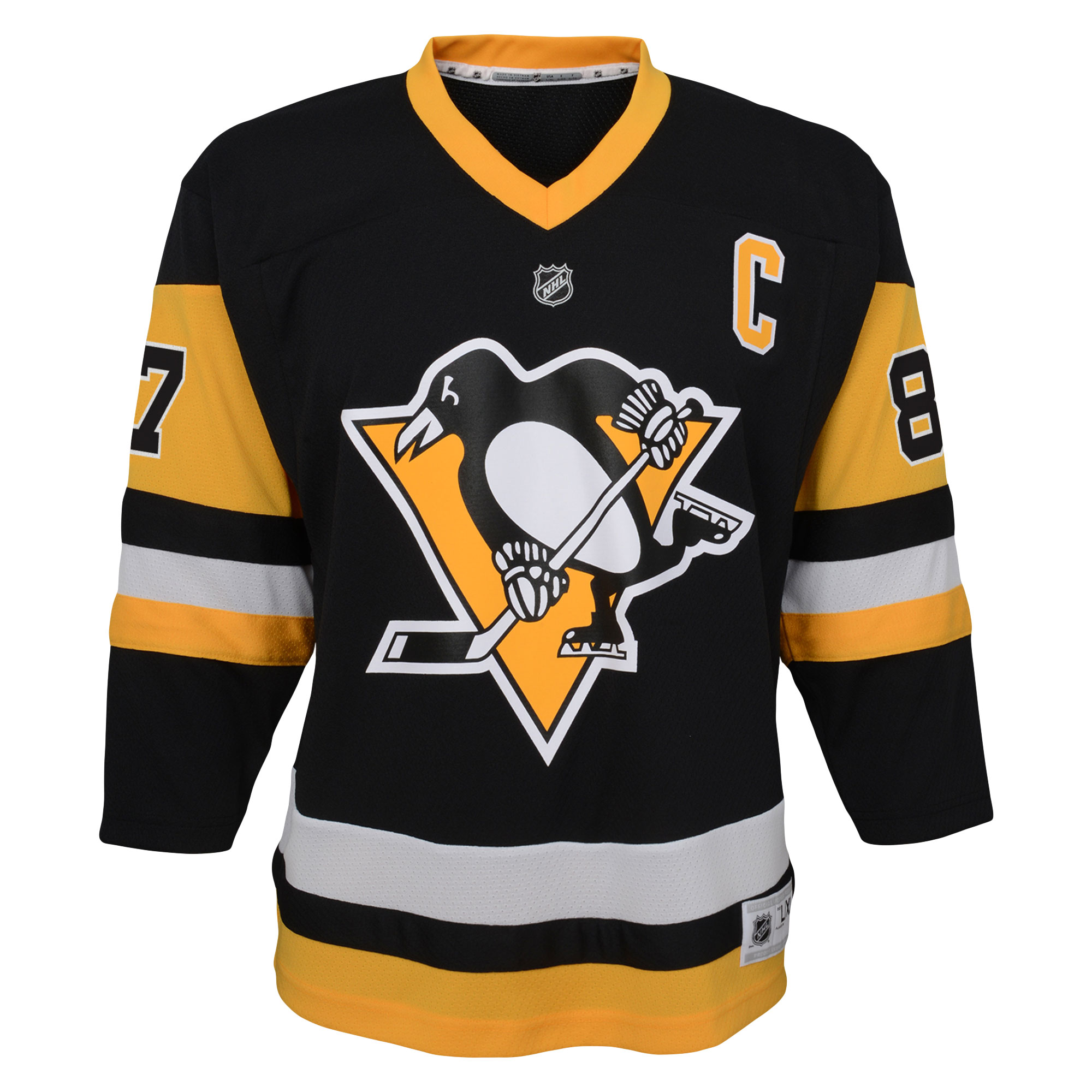 Sidney Crosby Pittsburgh Penguins Youth Captain Patch Home Replica Player Jersey - Black - vstockx
