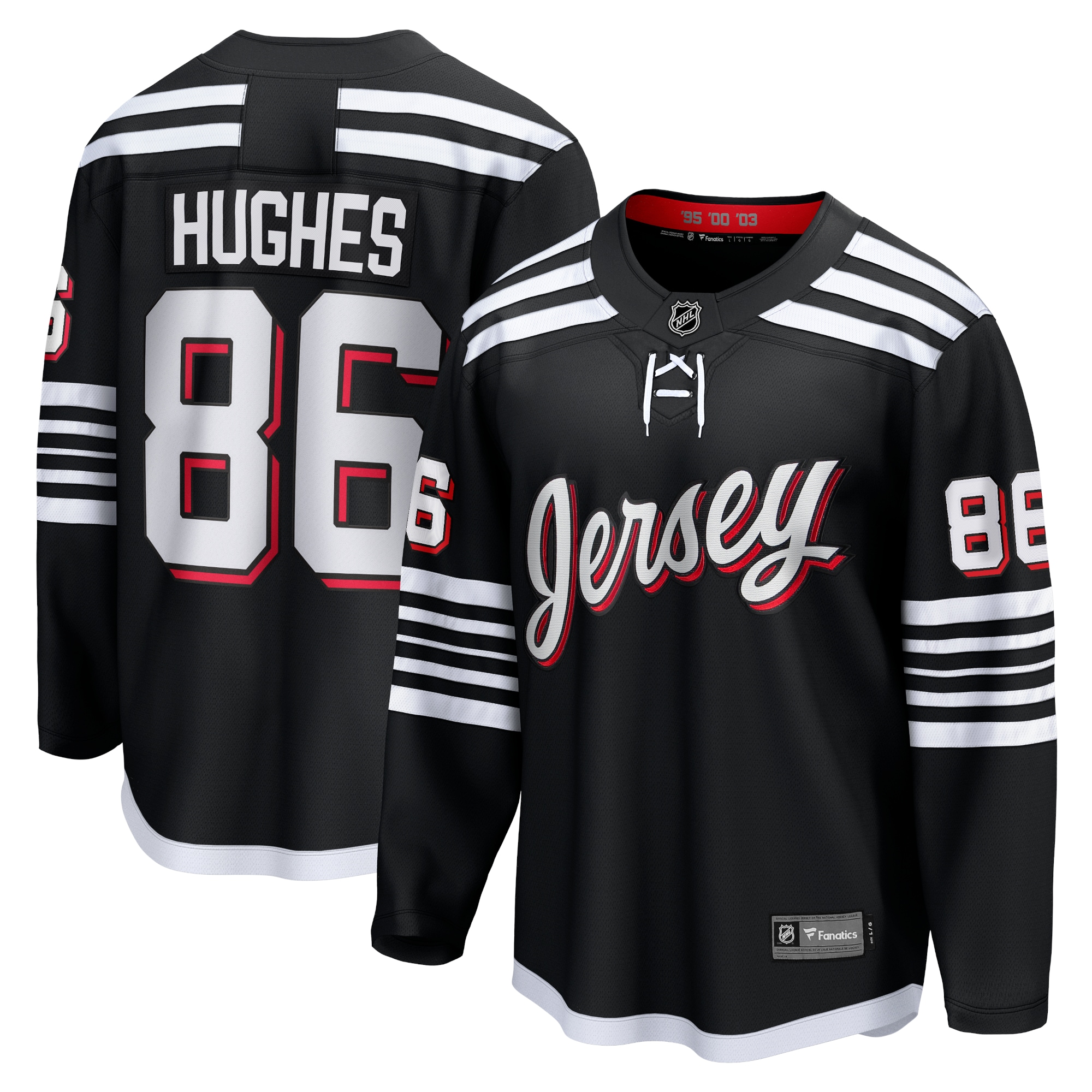 Jack Hughes New Jersey Devils Fanatics Branded Alternate Premier Breakaway Player Jersey - Black - vstockx