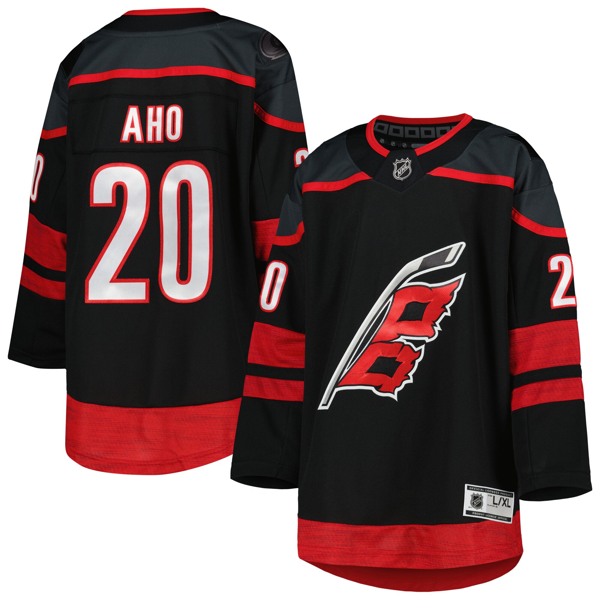 Sebastian Aho Carolina Hurricanes Youth Home Premier Player Jersey - Black - vstockx