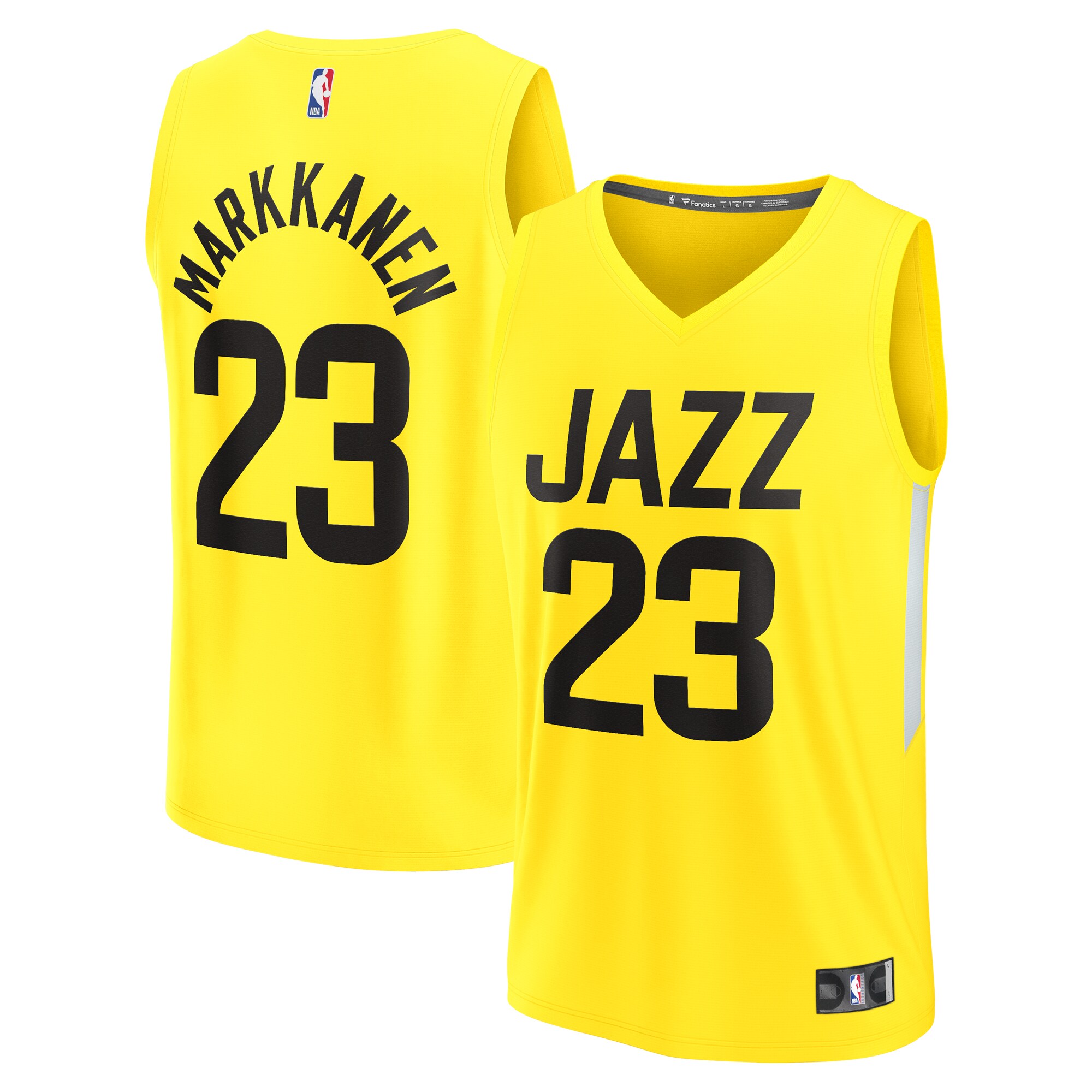 Lauri Markkanen Utah Jazz Fanatics Branded Youth Fast Break Player Jersey - Icon Edition - Yellow - vstockx