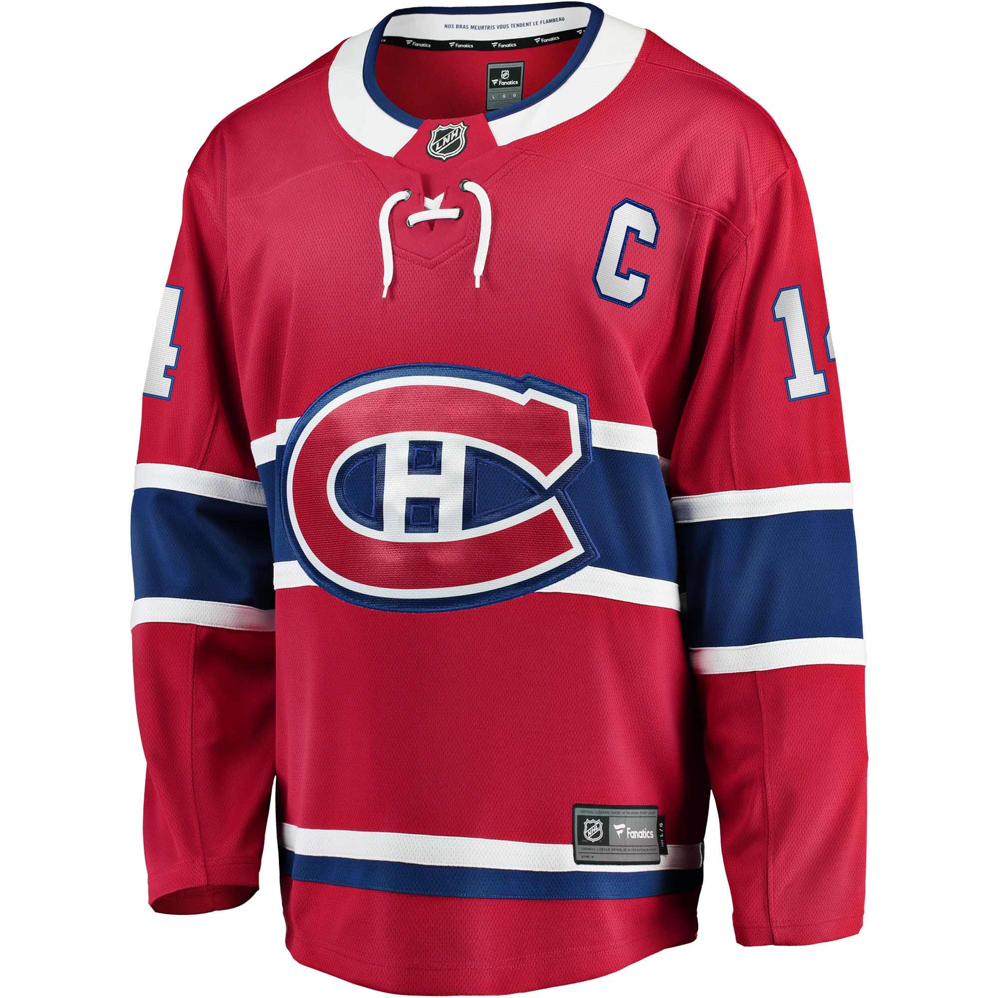 Nick Suzuki Montreal Canadiens Fanatics Branded Home Captain Patch Breakaway Player Jersey - Red - vstockx