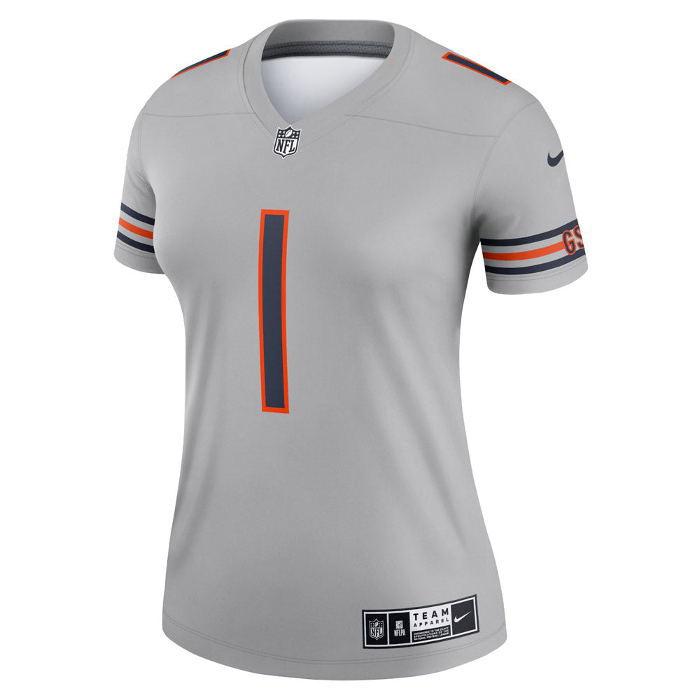 Women's Chicago Bears Justin Fields Inverted Legend Jersey Gray - vstockx