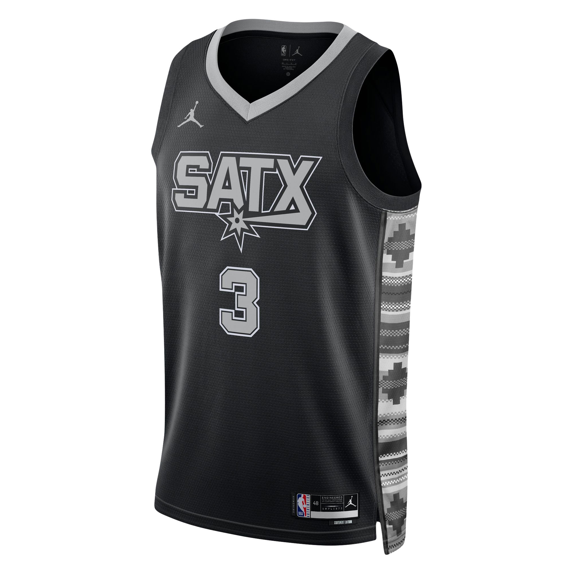 Keldon Johnson San Antonio Spurs Jordans Brand Unisex Swingman Jersey - Statement Edition - Black - vstockx