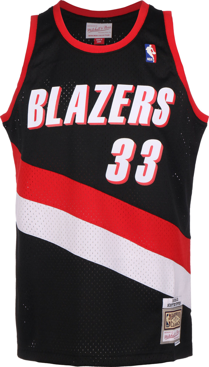 Men's Scottie Pippen 1999-00 Portland Trail Blazers Mitchell & Ness Black/Red/White Hardwood Classics Swingman Jersey - vstockx