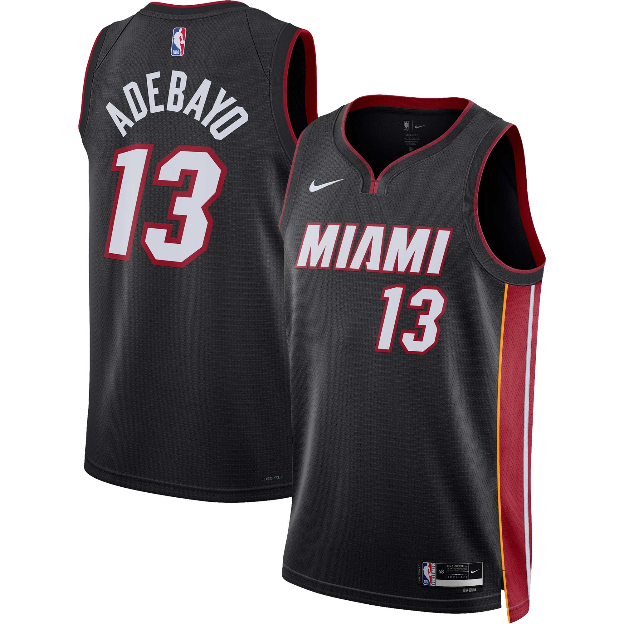Bam Adebayo Miami Heat Nike Unisex Swingman Jersey - Association Edition - Black - vstockx