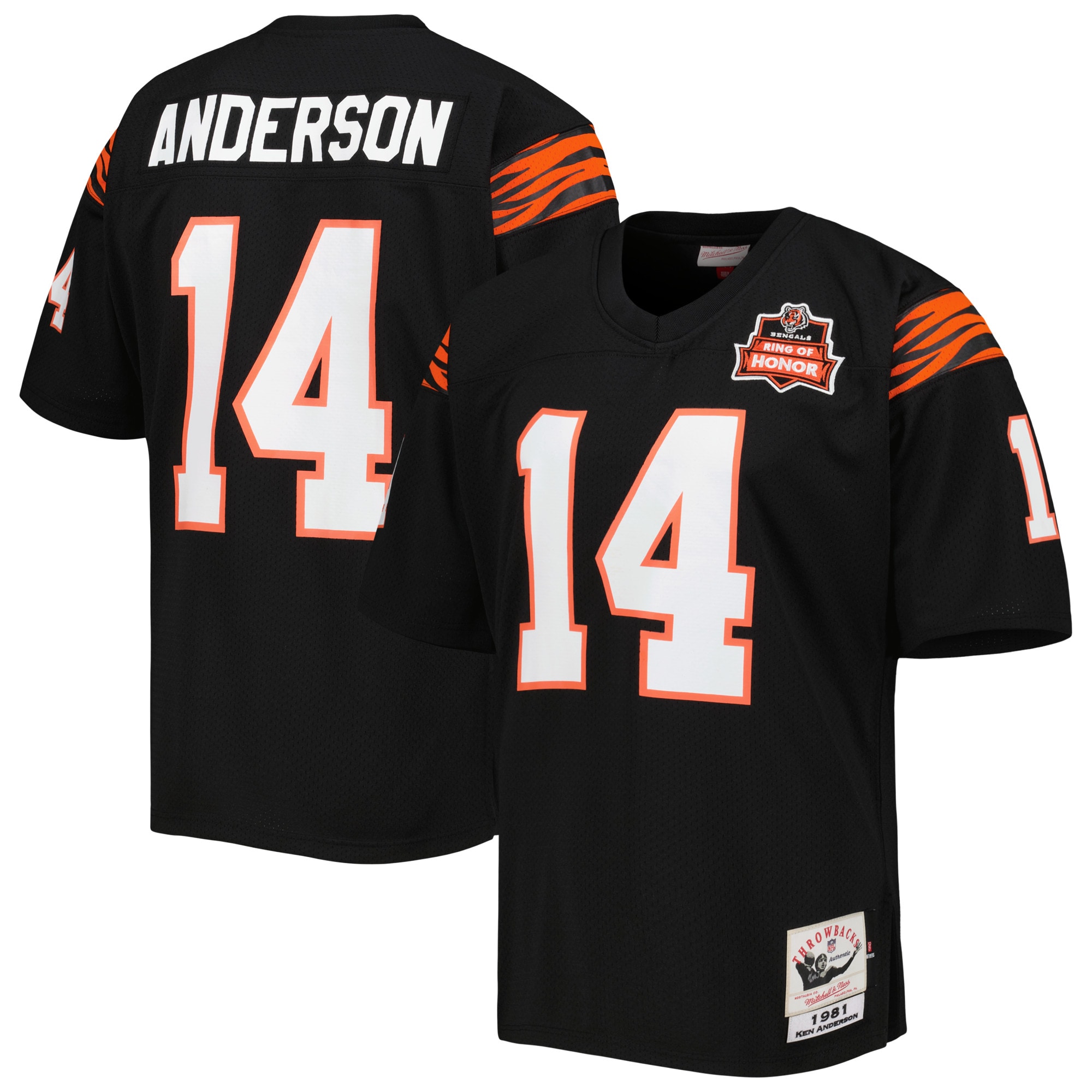 Ken Anderson Cincinnati Bengals Mitchell & Ness 1981 Authentic Retired Player Jersey - Black - vstockx