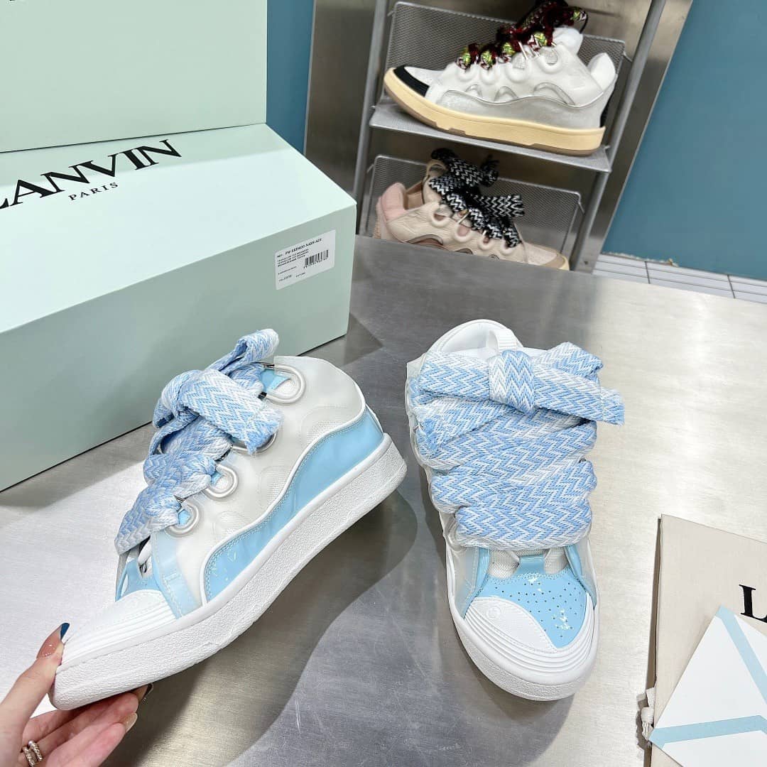 Lanvin Leather Curb White Blue (Women's) - vstockx
