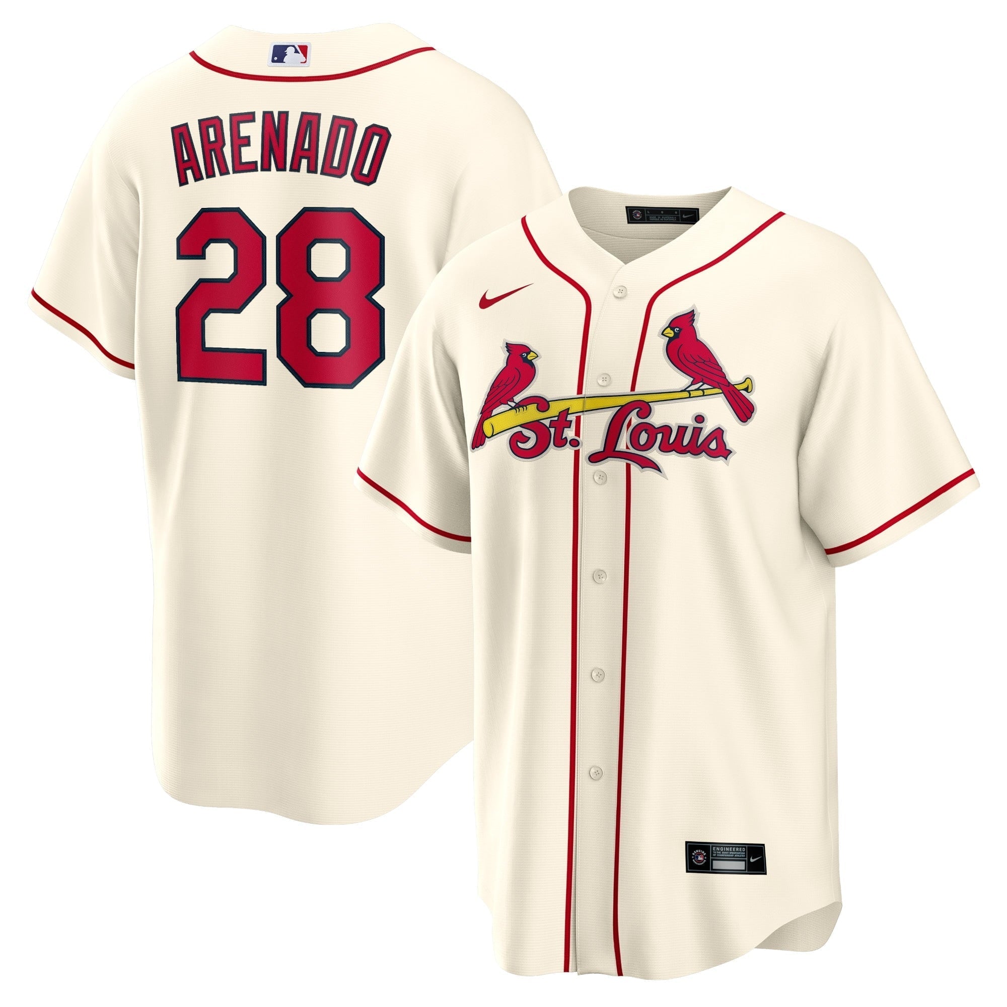 Men's Nike Nolan Arenado Cream St. Louis Cardinals Alternate Official Replica Player Jersey - vstockx