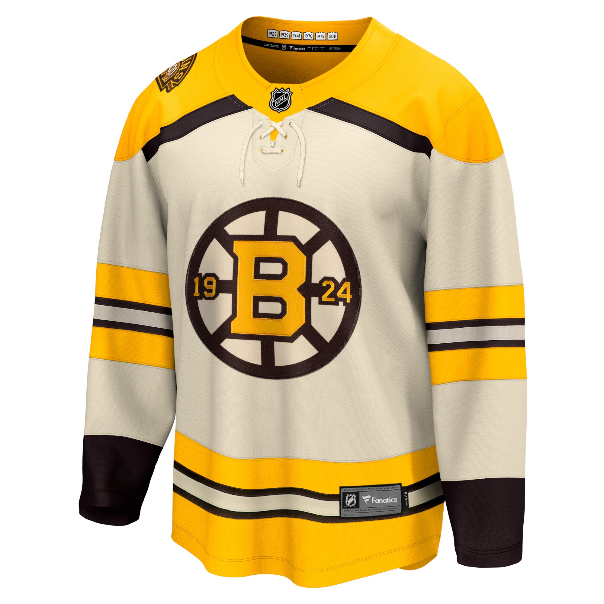 Boston Bruins Fanatics Branded 100th Anniversary Premier Breakaway Jersey - Cream - vstockx