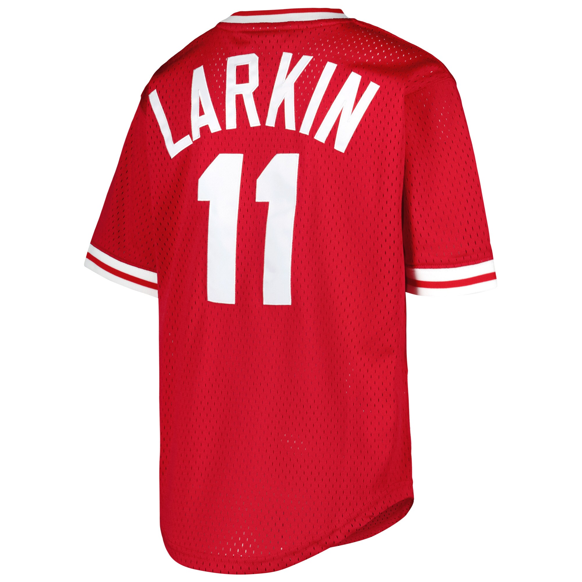 Barry Larkin Cincinnati Reds Mitchell & Ness Youth Cooperstown Collection Mesh Batting Practice Jersey - Red - vstockx