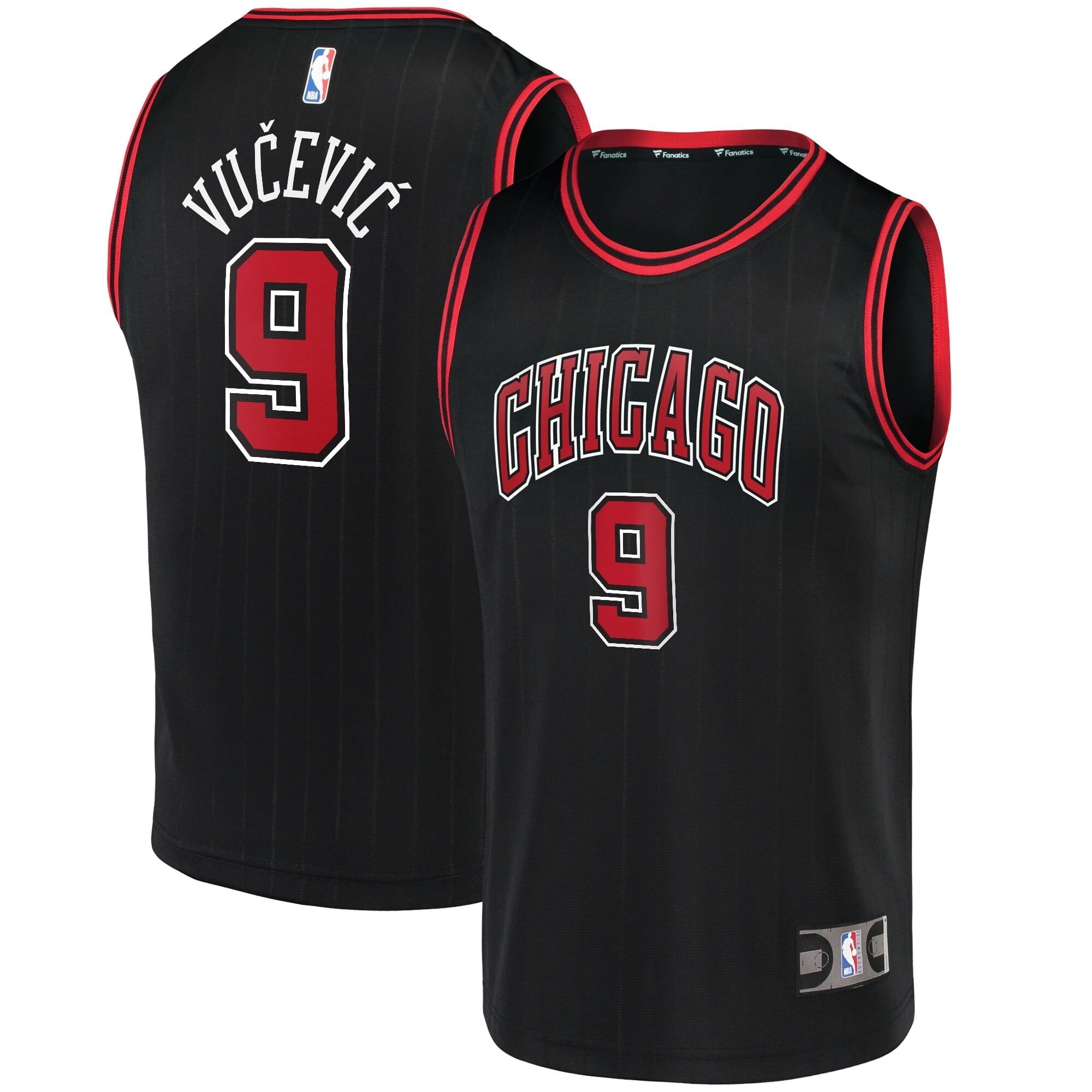 Men's Fanatics Branded Nikola Vucevic Black Chicago Bulls Fast Break Replica Player Jersey - Statement Edition - vstockx
