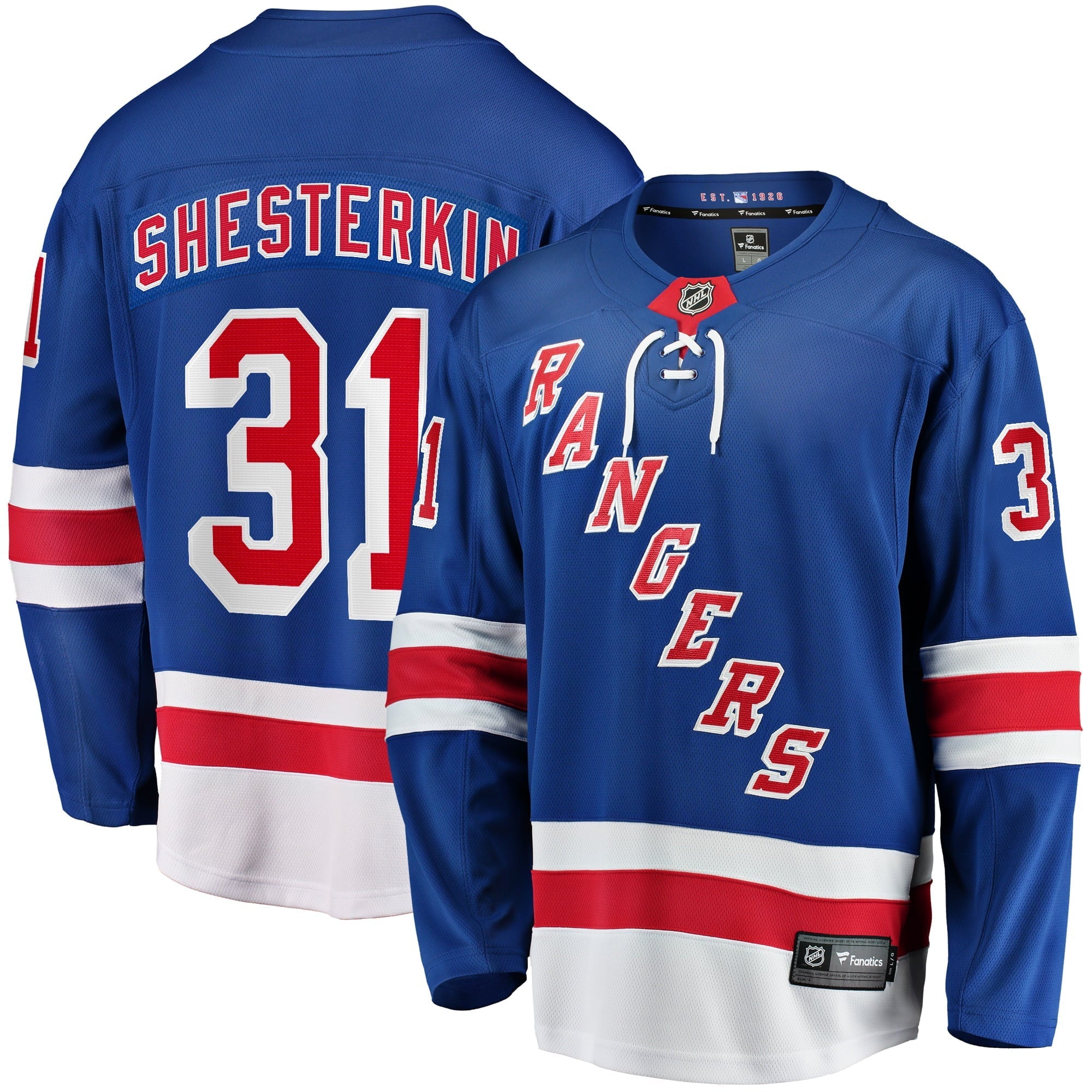 Men's Fanatics Branded Igor Shesterkin Blue New York Rangers Home Breakaway Player Jersey - vstockx