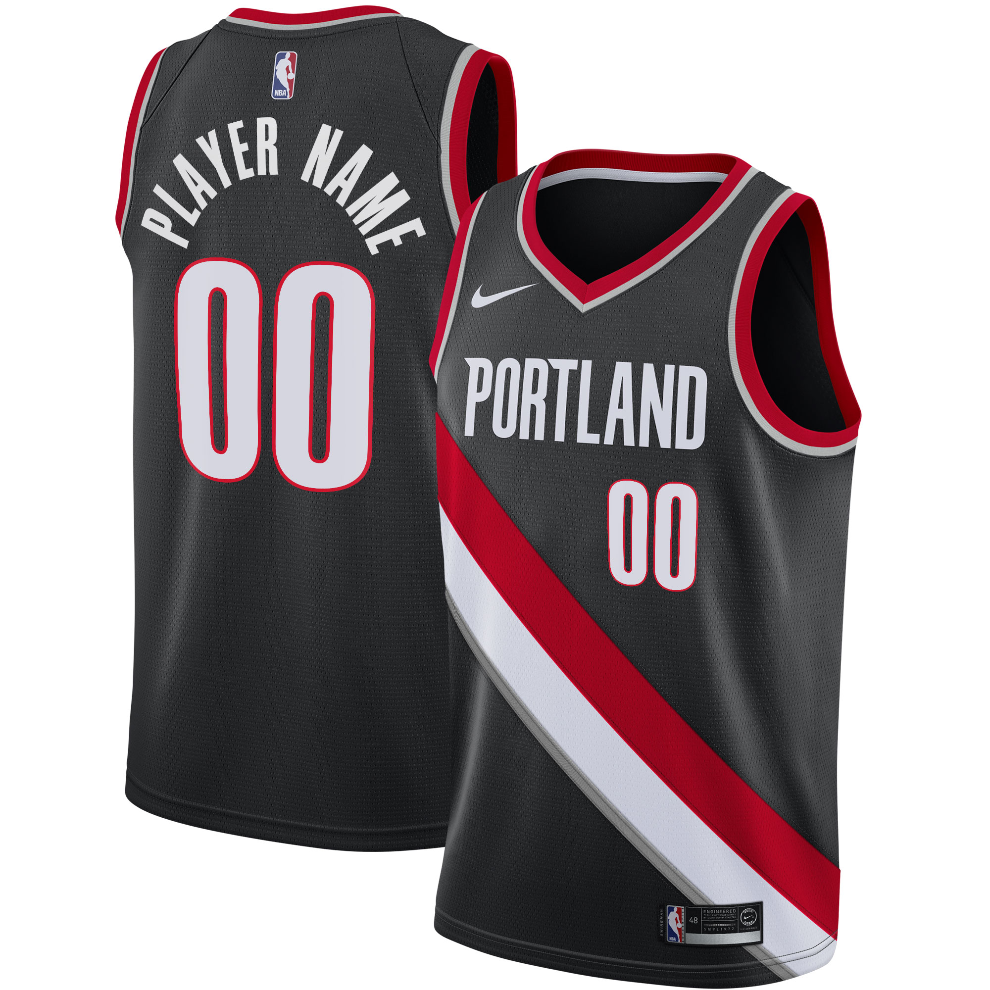Portland Trail Blazers Nike 2020/21 Swingman Custom Jersey - Icon Edition - Black - vstockx