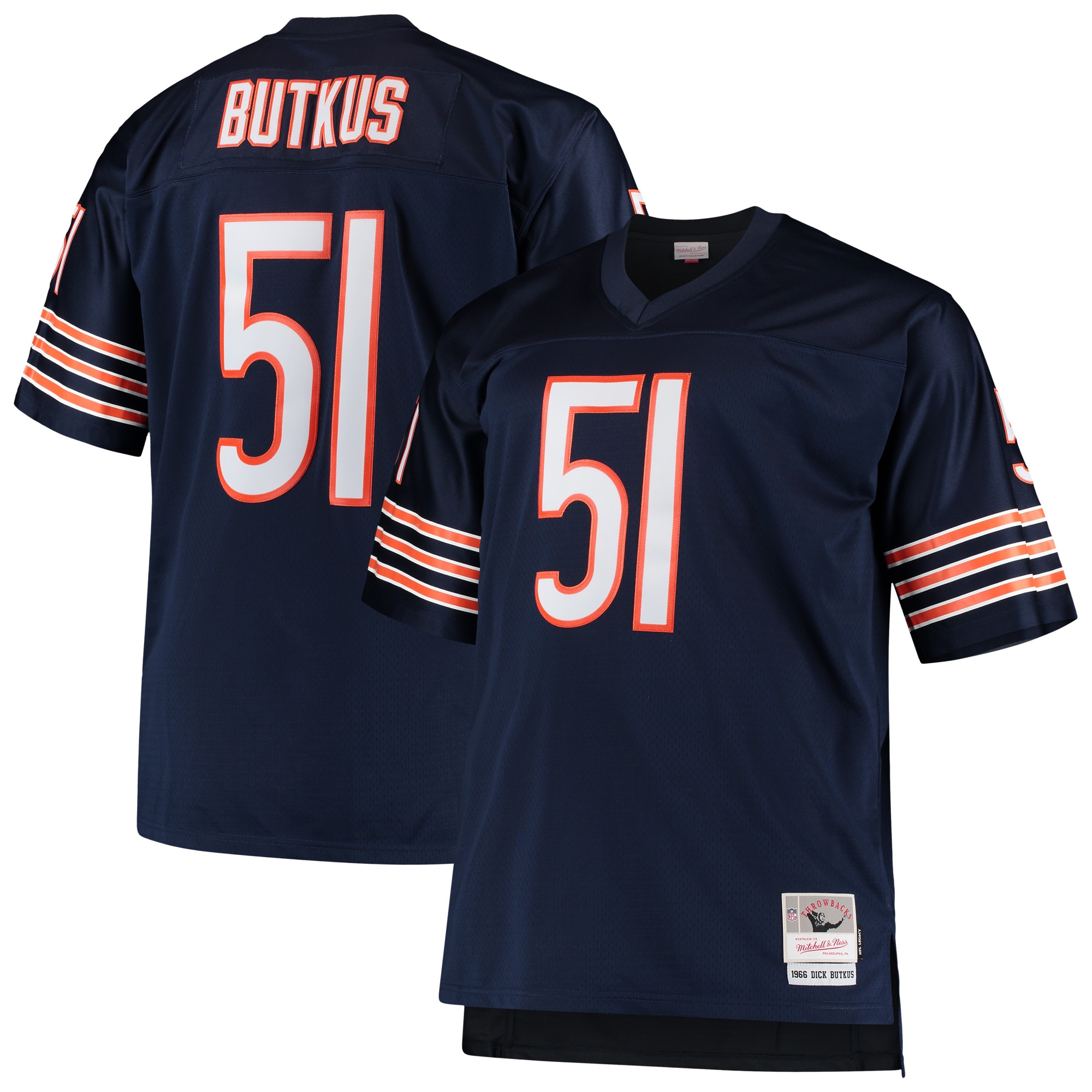 Dick Butkus Chicago Bears Mitchell & Ness Big & Tall 1966 Retired Player Replica Jersey - Navy - vstockx