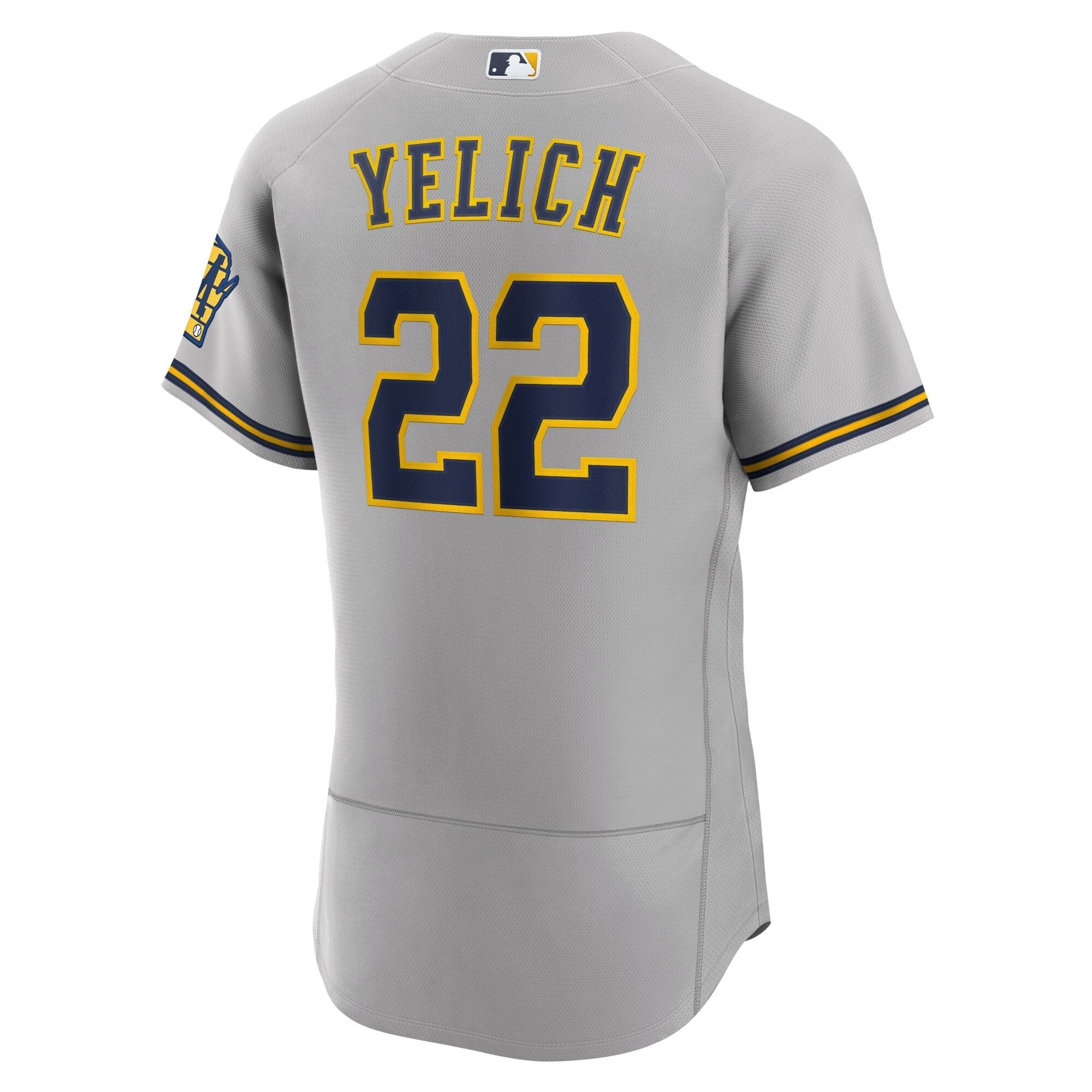 Men's Nike Christian Yelich Gray Milwaukee Brewers Road Authentic Player Logo Jersey - vstockx