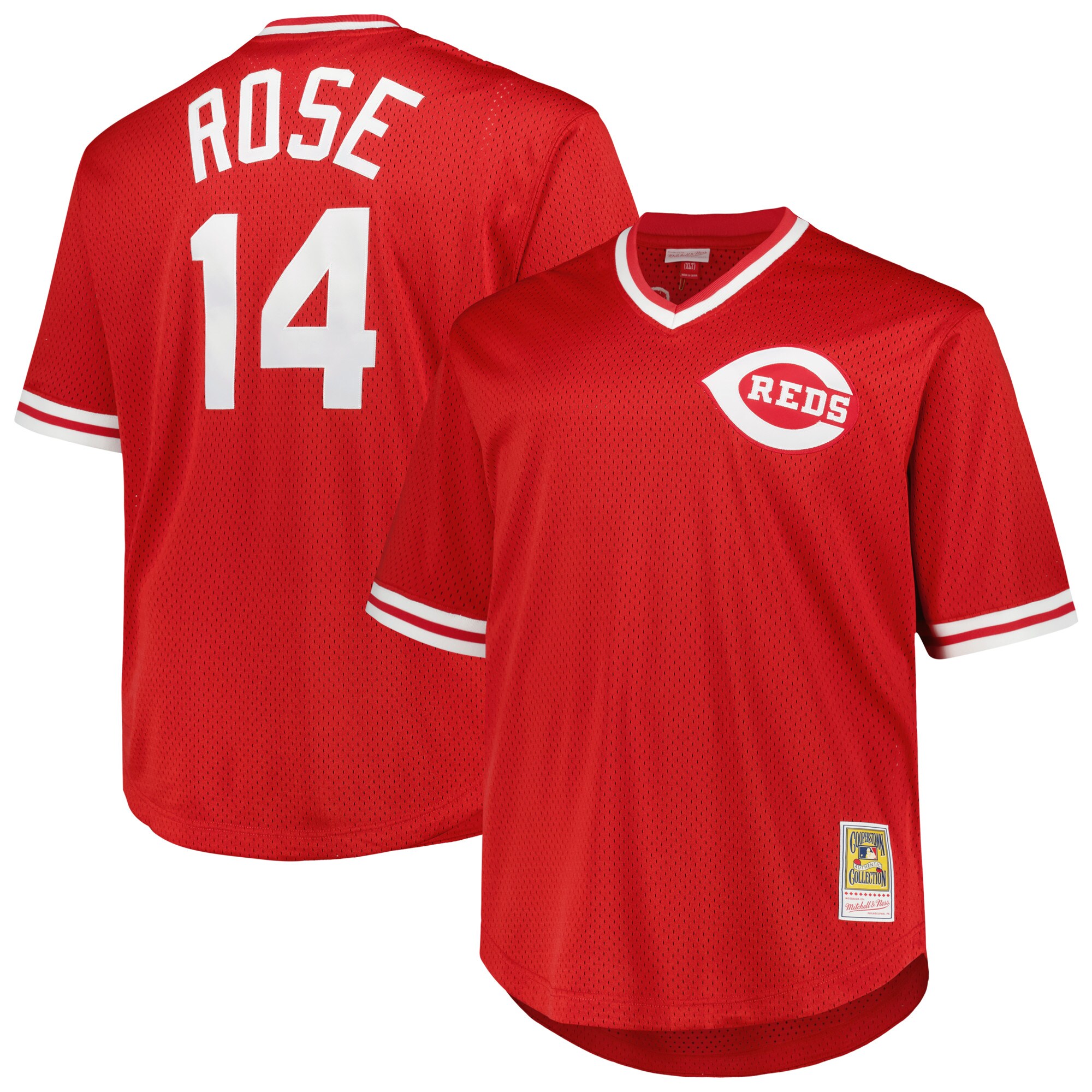 Pete Rose Cincinnati Reds Mitchell & Ness 1984 Cooperstown Collection Mesh Pullover Jersey - Red - vstockx