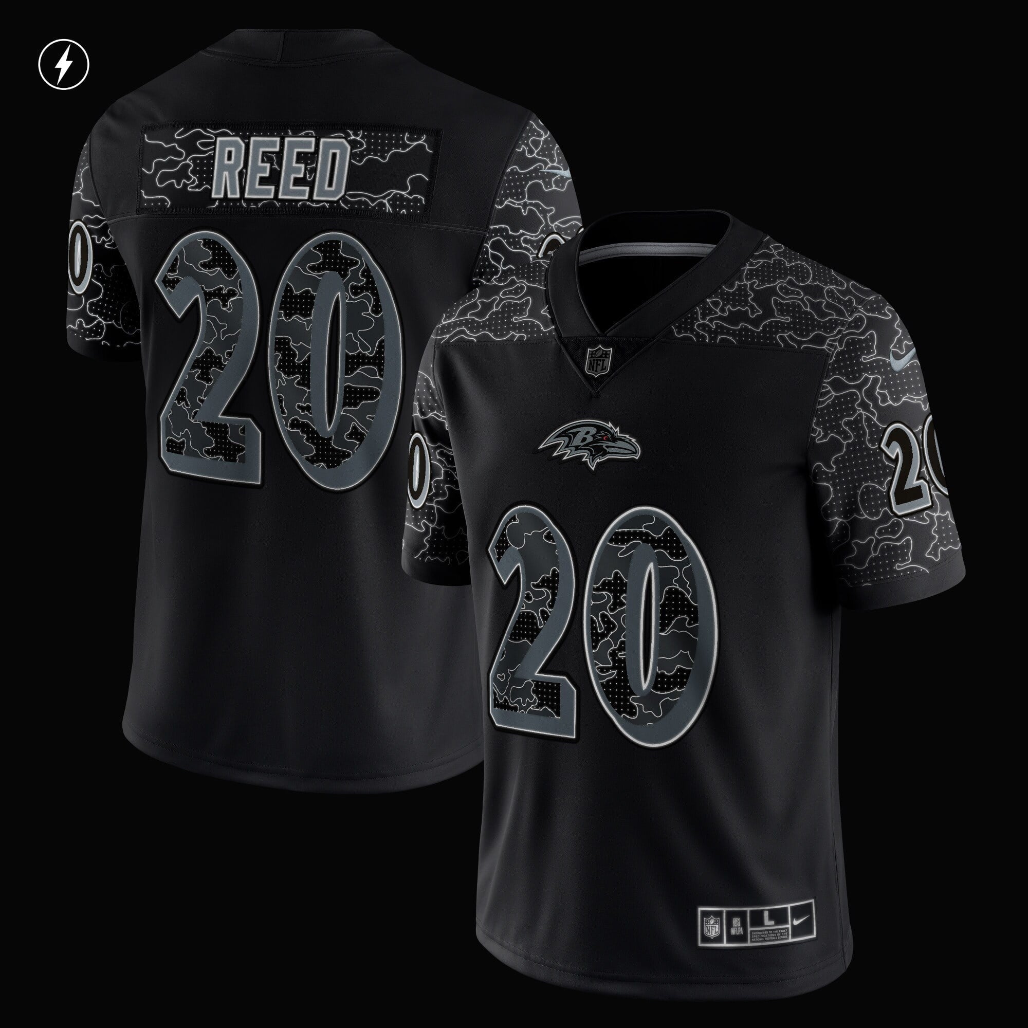 Men's Nike Ed Reed Black Baltimore Ravens Retired Player RFLCTV Limited Jersey - vstockx