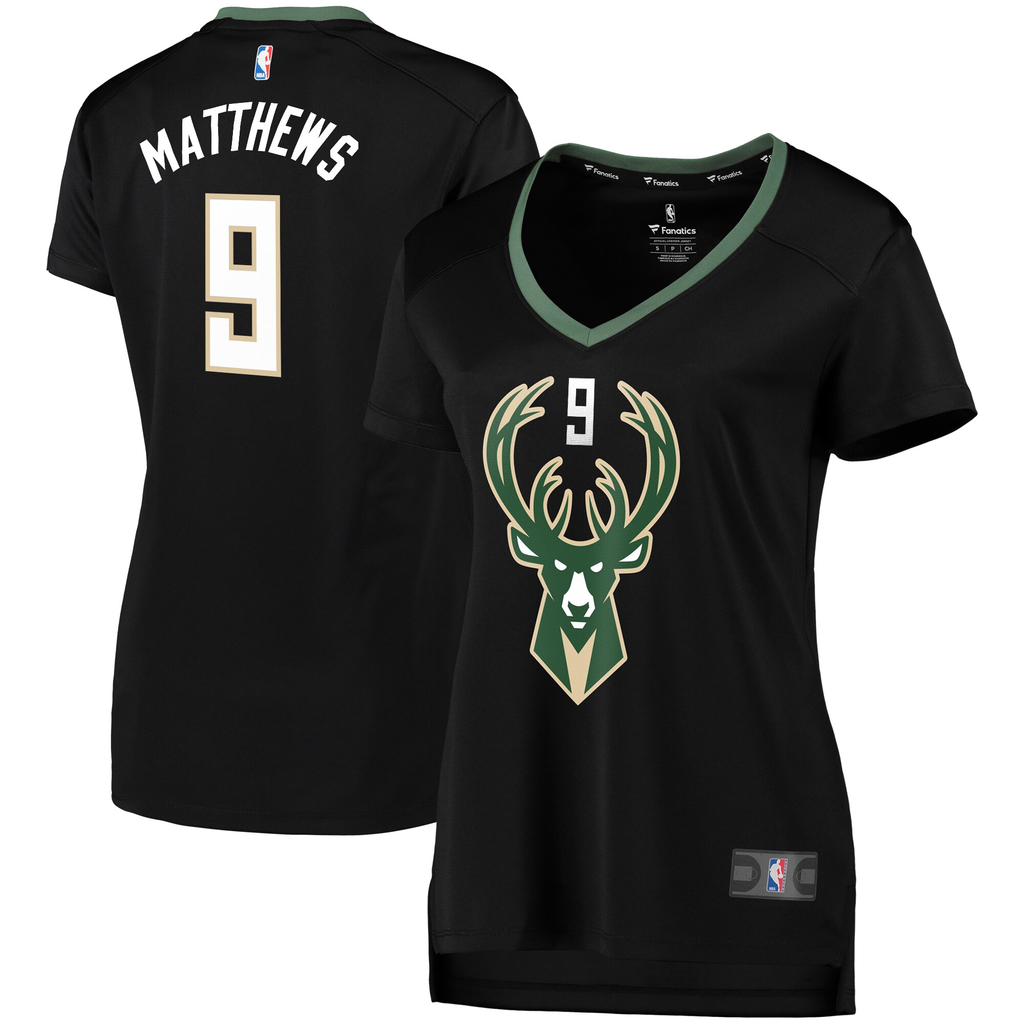 Wesley Matthews Milwaukee Bucks Fanatics Branded Women's Fast Break Replica Jersey Black - Statement Edition - vstockx