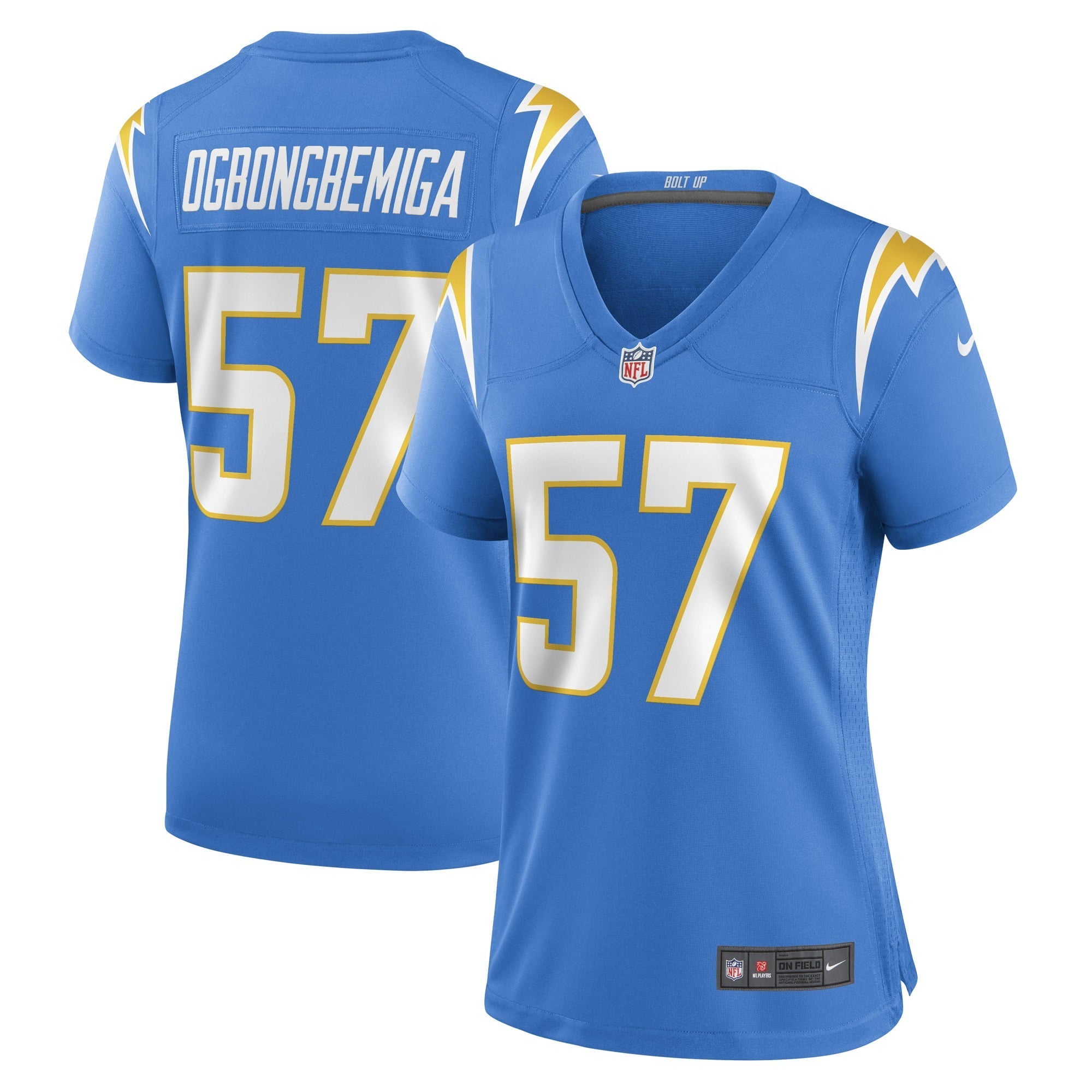 Women's Nike Amen Ogbongbemiga Powder Blue Los Angeles Chargers Game Player Jersey - vstockx