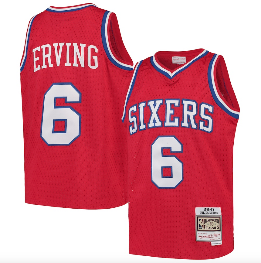 Youth Philadelphia 76ers Julius Erving Mitchell & Ness Red 1982-83 Hardwood Classics Swingman Jersey - vstockx