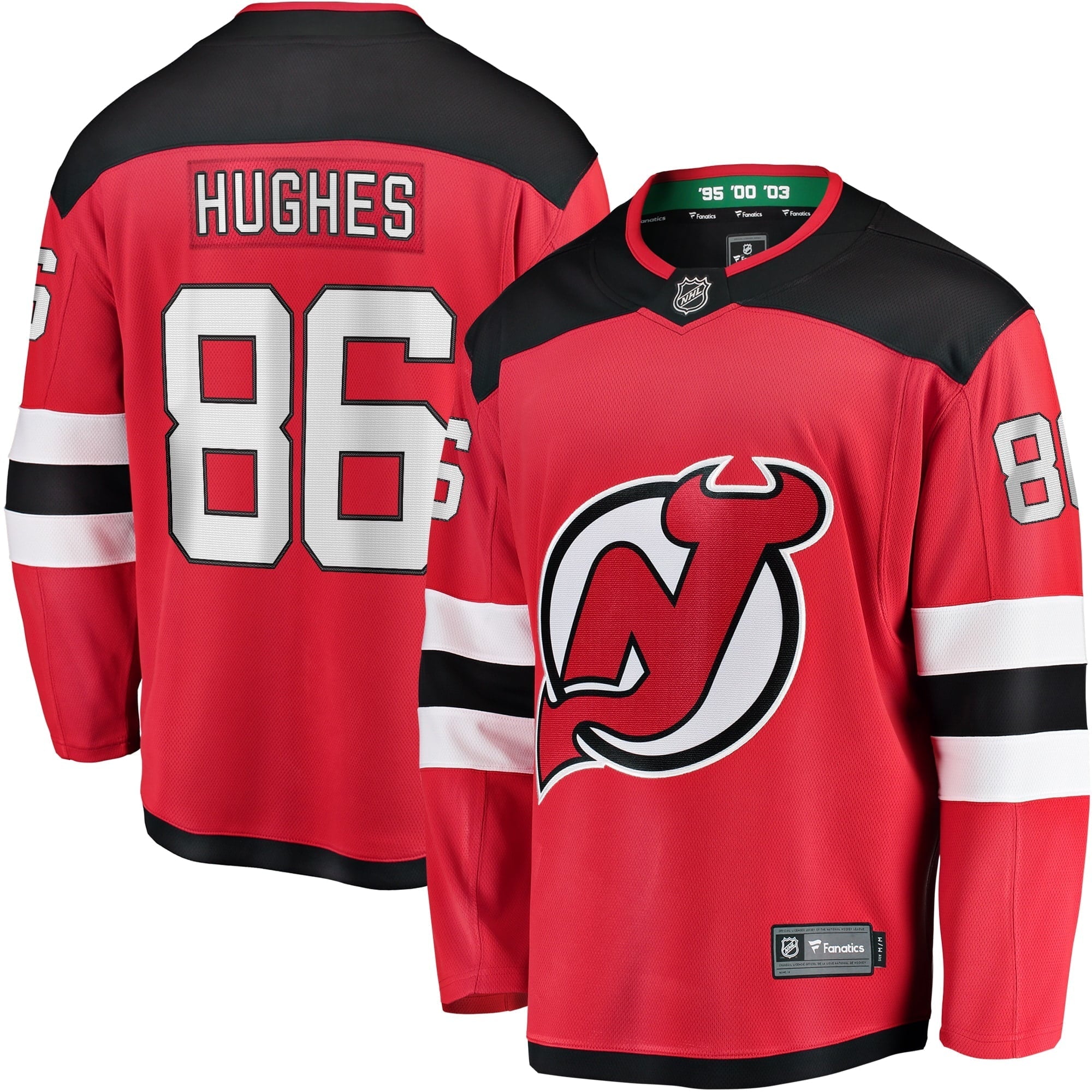 Men's Fanatics Branded Jack Hughes Red New Jersey Devils Breakaway Player Jersey - vstockx
