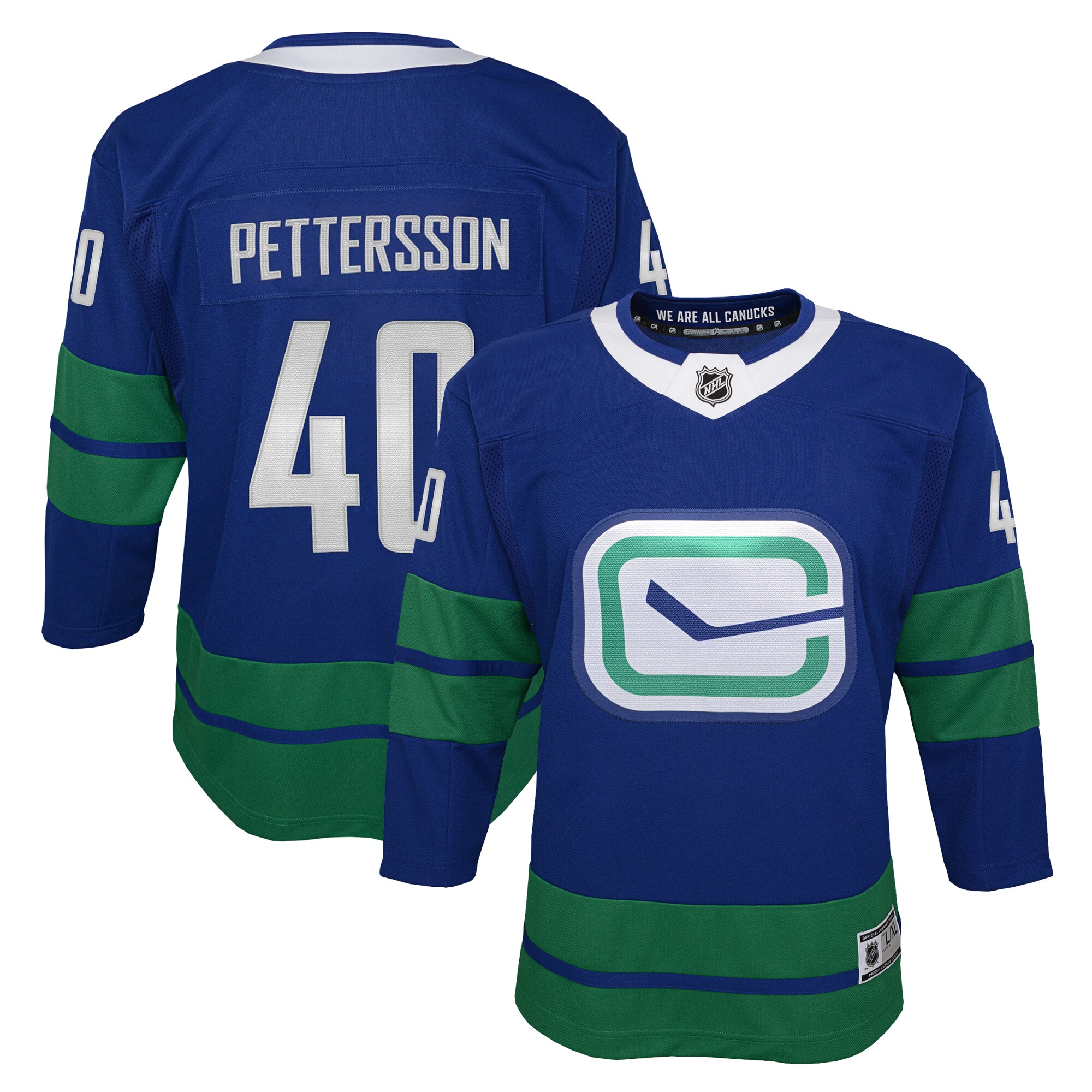 Elias Pettersson Vancouver Canucks Youth Royal 2019/20 Alternate Premier Player Jersey - vstockx