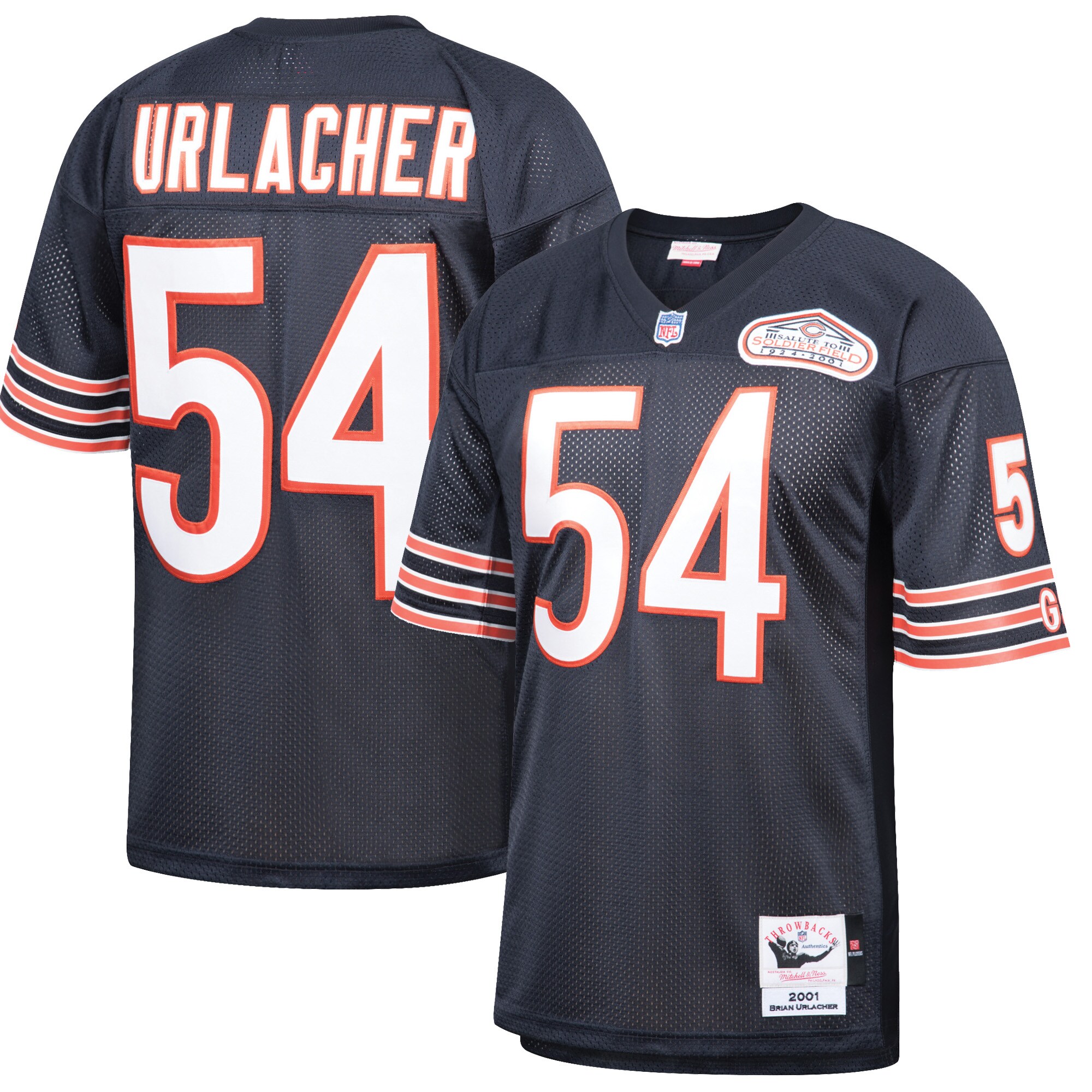 Brian Urlacher Chicago Bears Mitchell & Ness 2001 Authentic Retired Player Jersey - Navy - vstockx