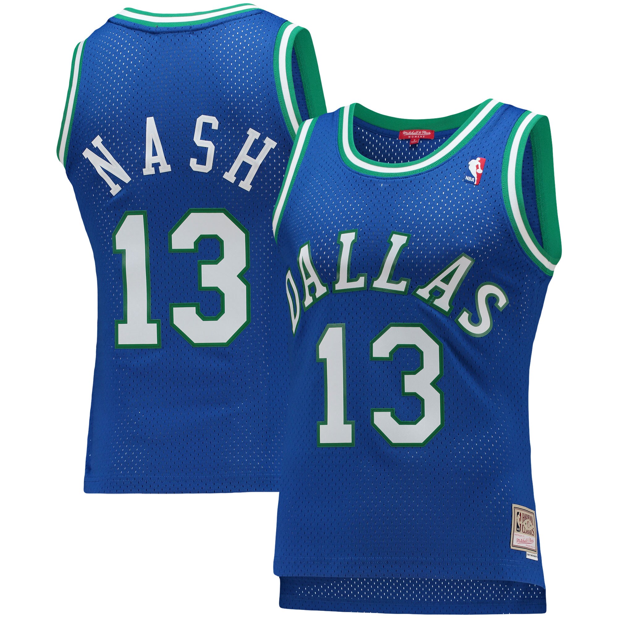 Steve Nash Dallas Mavericks Mitchell & Ness Women's 1998-99 Hardwood Classics Swingman Jersey - Blue - vstockx