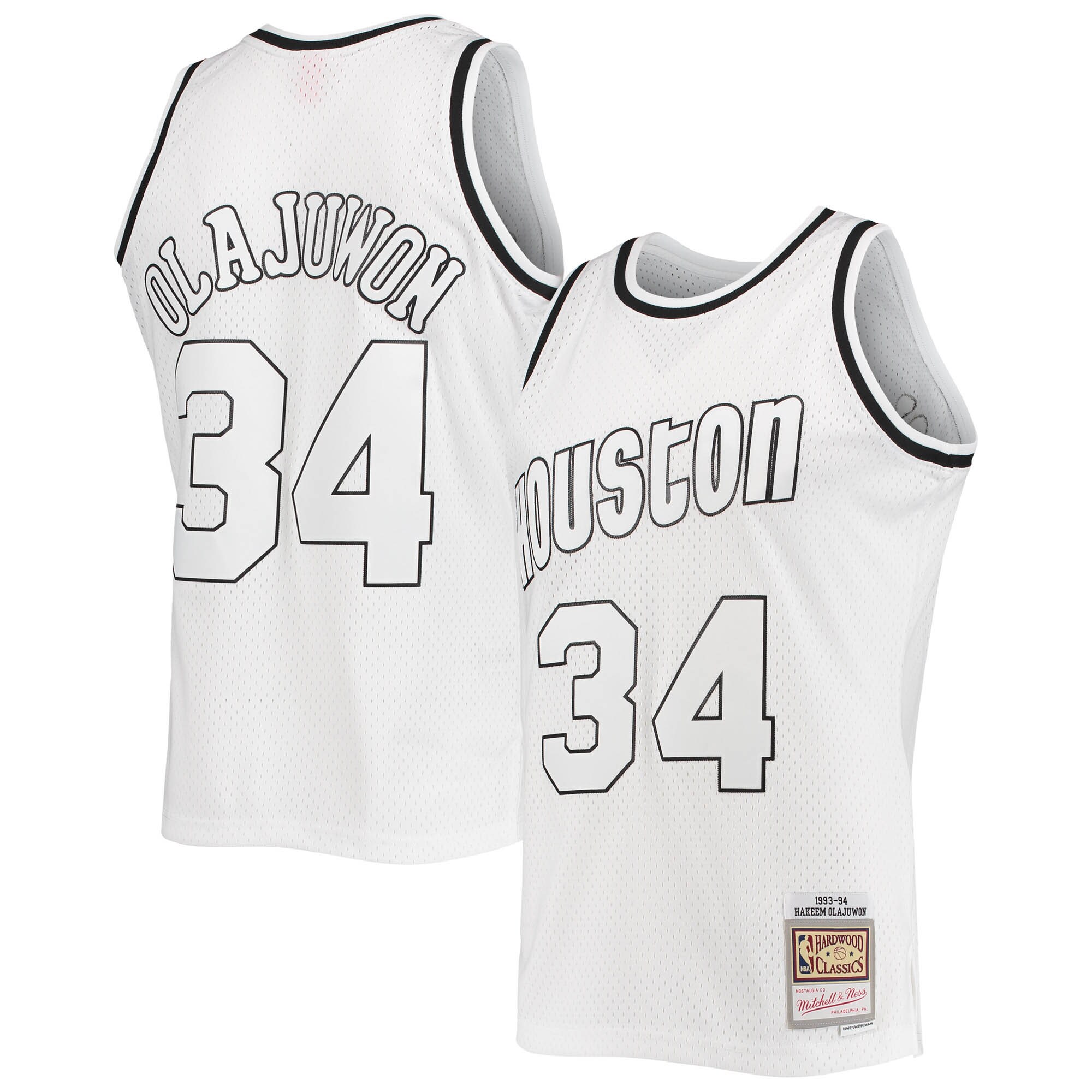 Hakeem Olajuwon Houston Rockets Mitchell & Ness White Out Swingman Jersey - vstockx