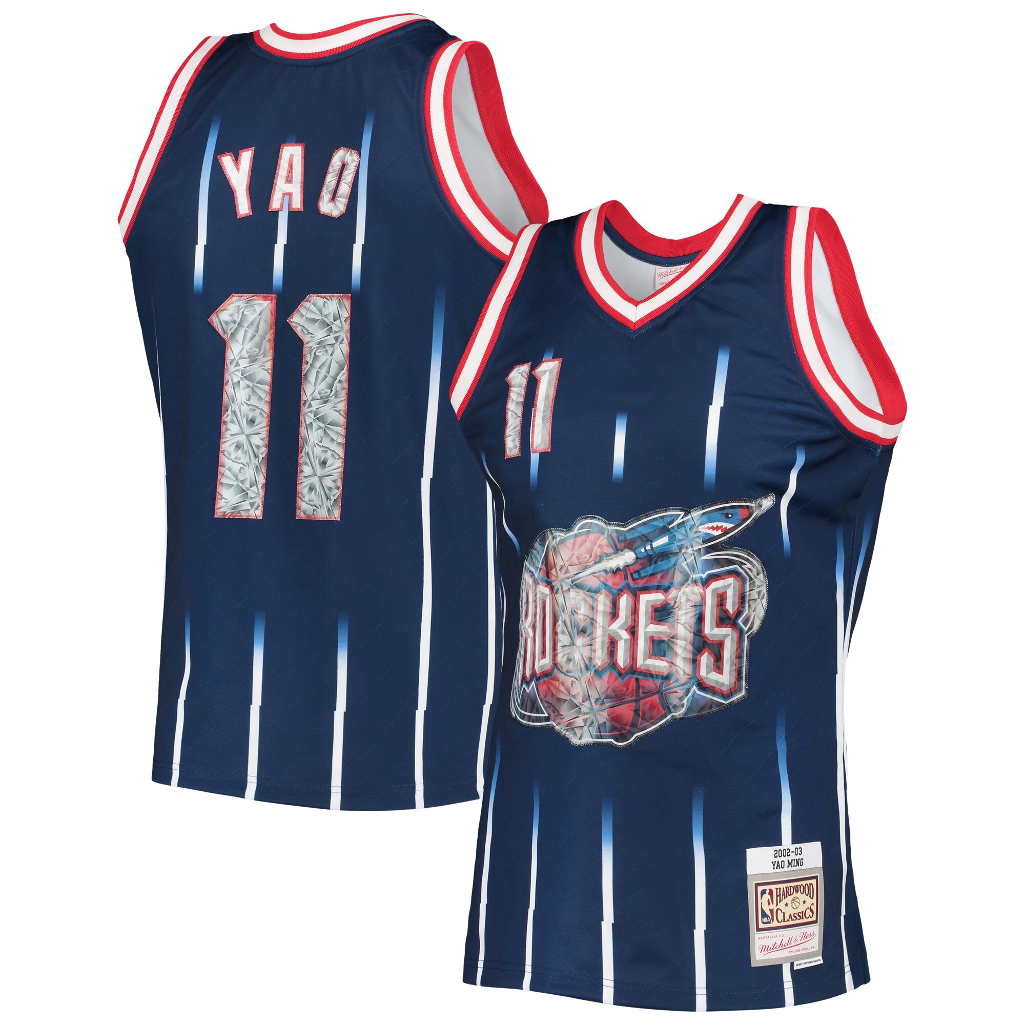 Yao Ming Houston Rockets Mitchell & Ness 1996-97 Hardwood Classics NBA 75th Anniversary Diamond Swingman Jersey - Navy - vstockx