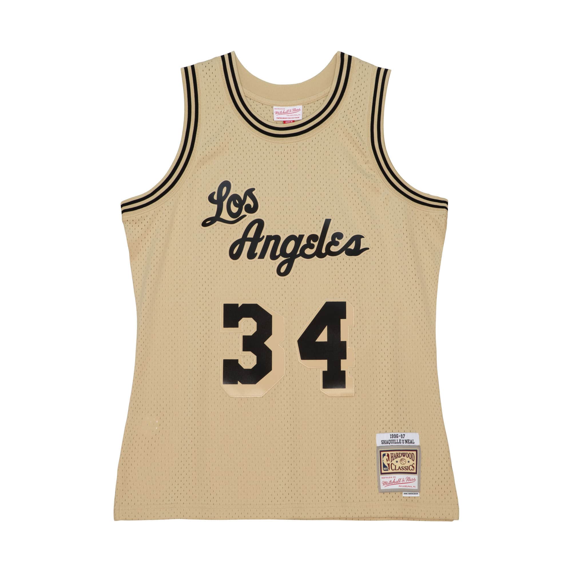 Khaki Black Swingman Shaquille O'Neal Los Angeles Lakers 1996-97 Jersey - vstockx