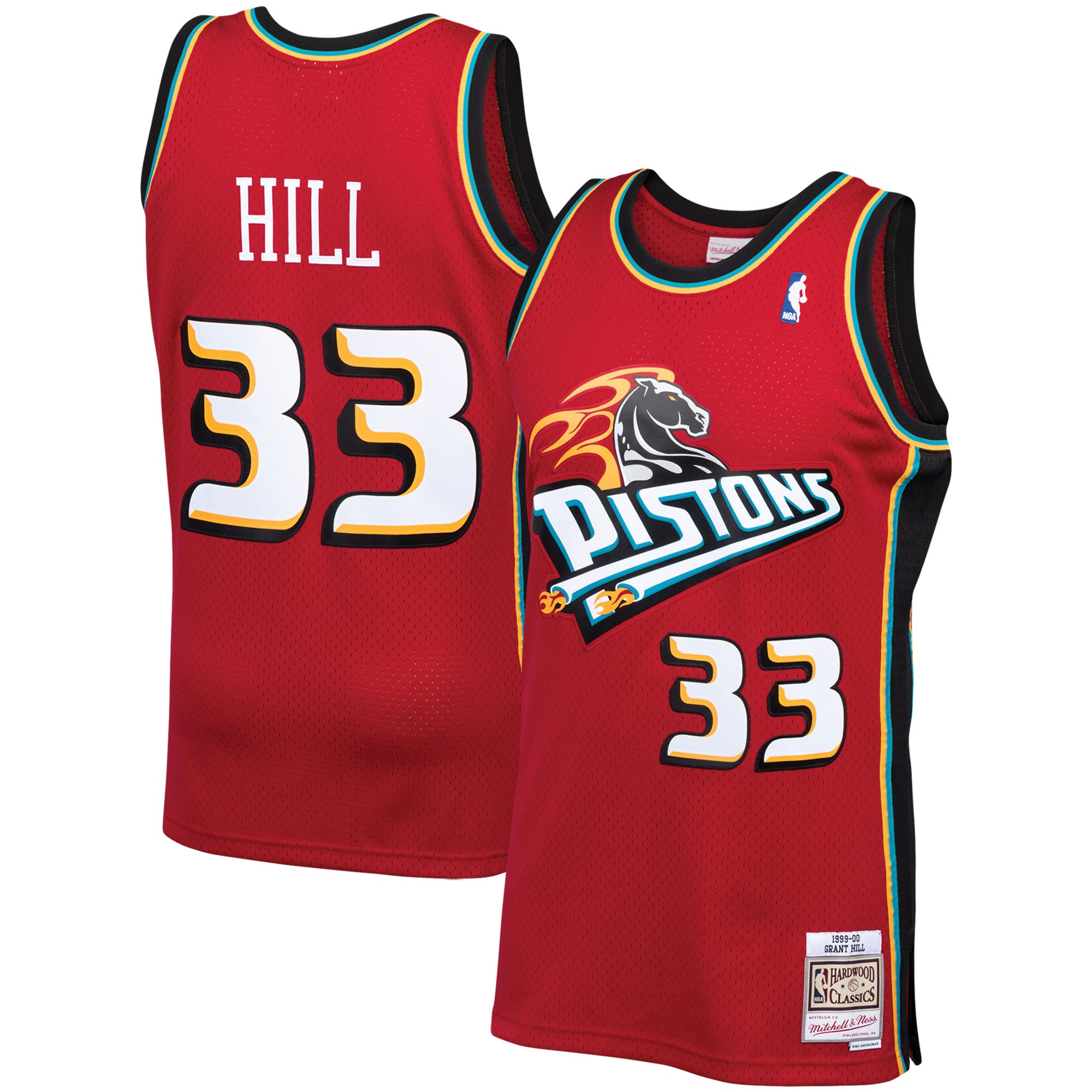Grant Hill Detroit Pistons Mitchell & Ness Hardwood Classics Swingman Jersey - Red - vstockx