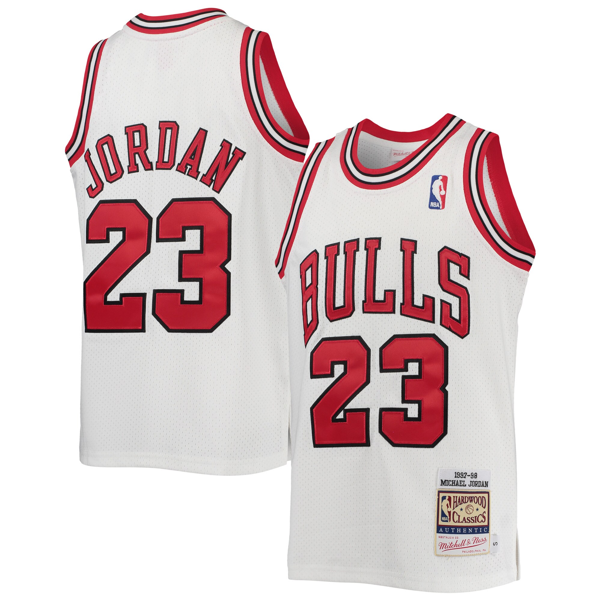 Michael Jordans Chicago Bulls Mitchell & Ness Youth 1997-98 Hardwood Classics Authentic Jersey - White - vstockx
