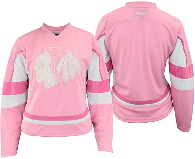 Youth Girls Chicago Blackhawks Pink Replica Player Jersey - vstockx