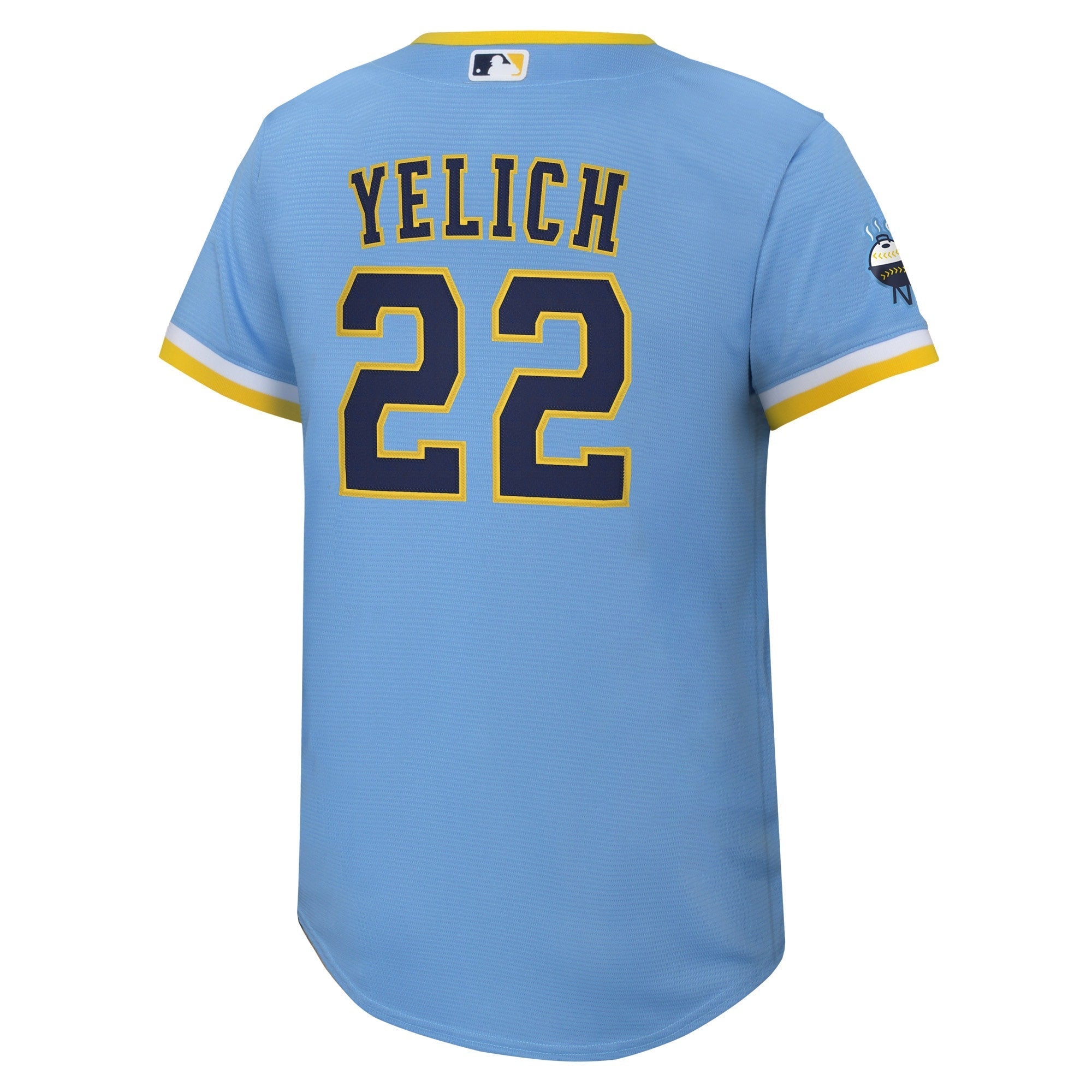 Youth Nike Christian Yelich Powder Blue Milwaukee Brewers 2022 City Connect Replica Player Jersey - vstockx